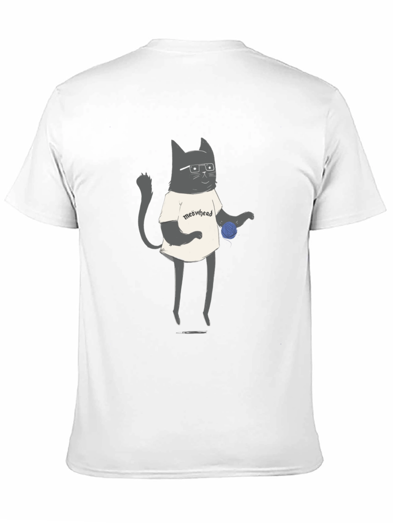 Black Meowhead Cat Graphic Tee - Black view 11