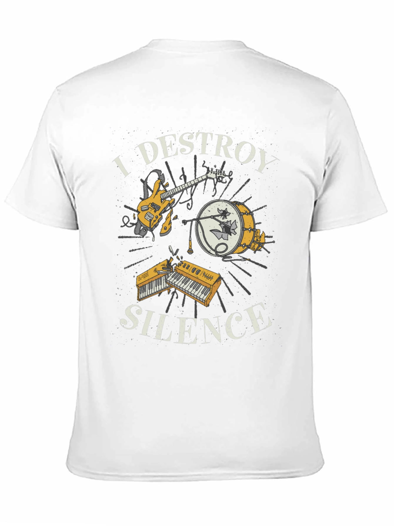 Black I Destroy Silence Graphic Tee - Music Lover Shirt view 11