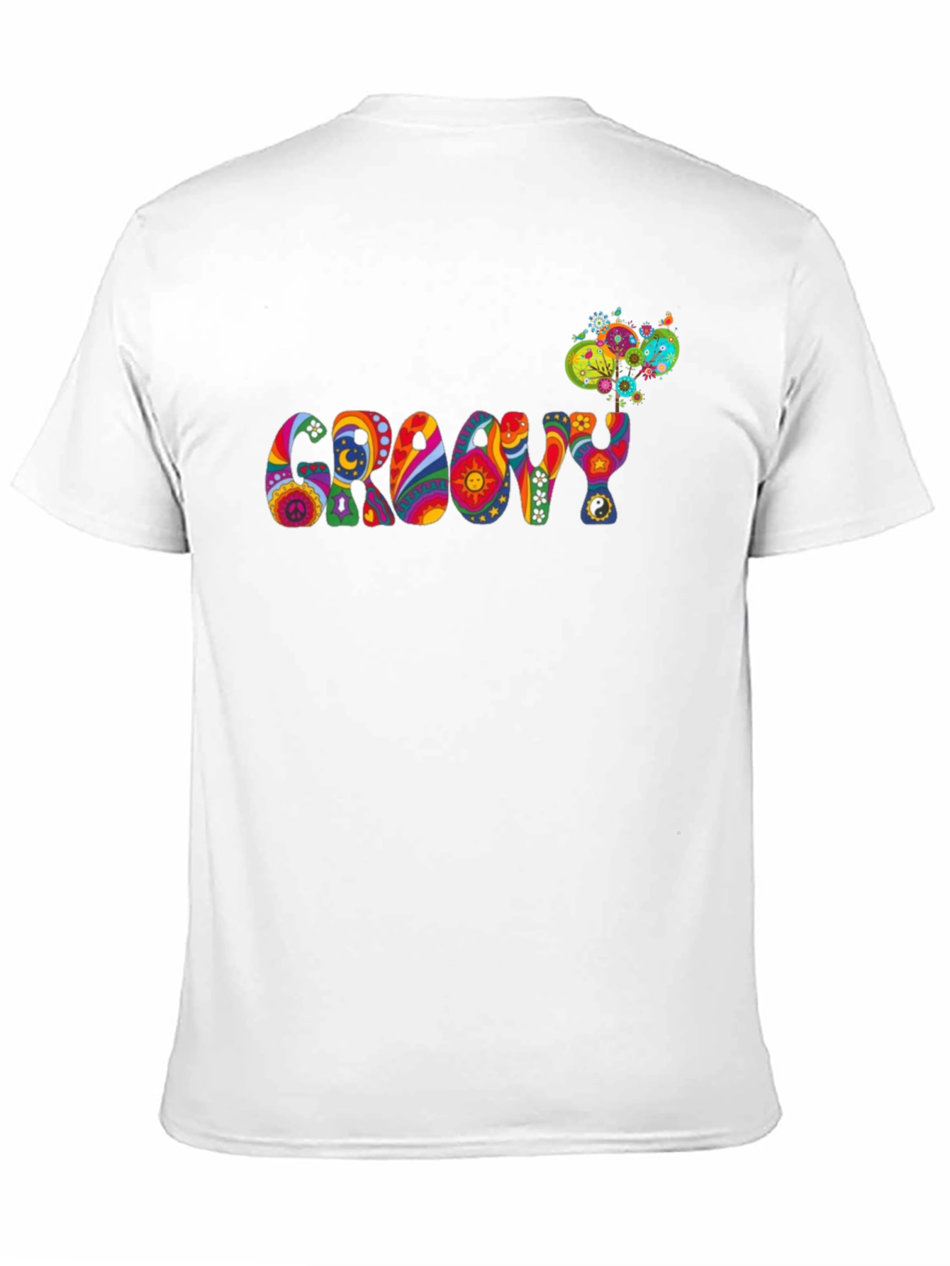 Black Groovy Psychedelic Patterned Black T-Shirt view 11