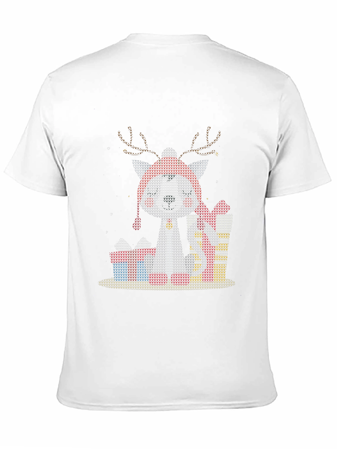 Black Festive Reindeer Dog Knit Pattern Tee view 11