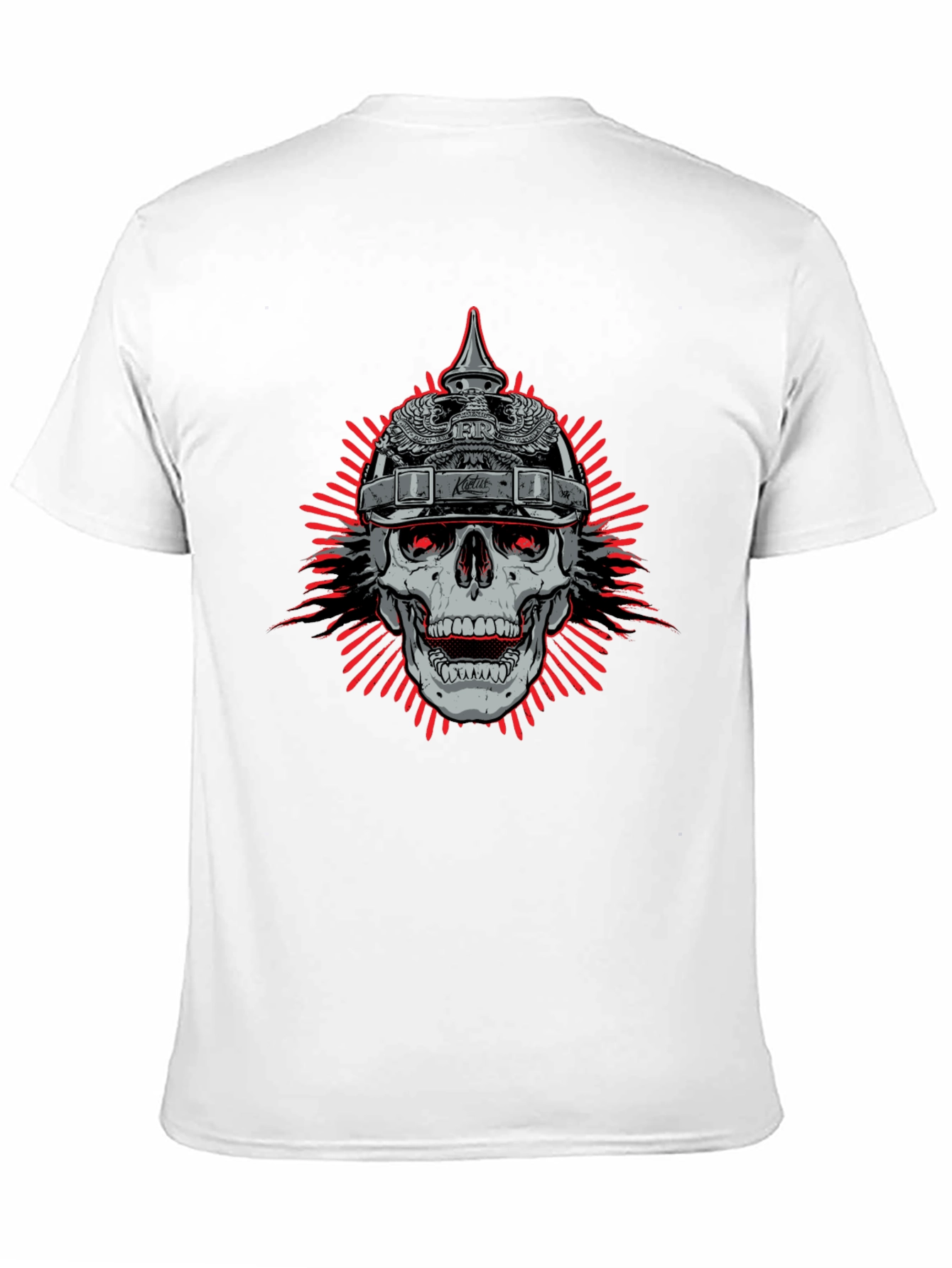 Skull with Helmet Graphic Black T-Shirt - 11