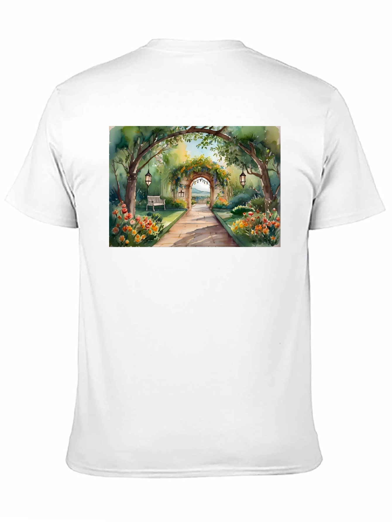 Black Watercolor Garden Path T-Shirt view 11
