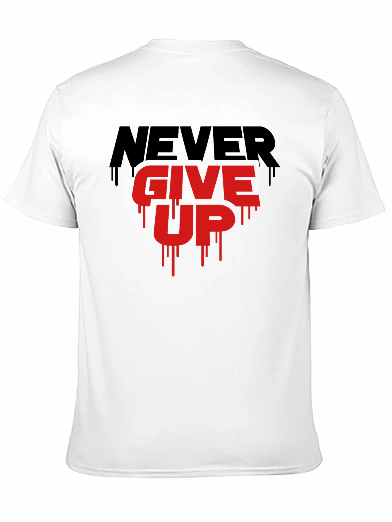 Black Motivational Never Give Up Graphic T-Shirt view 11