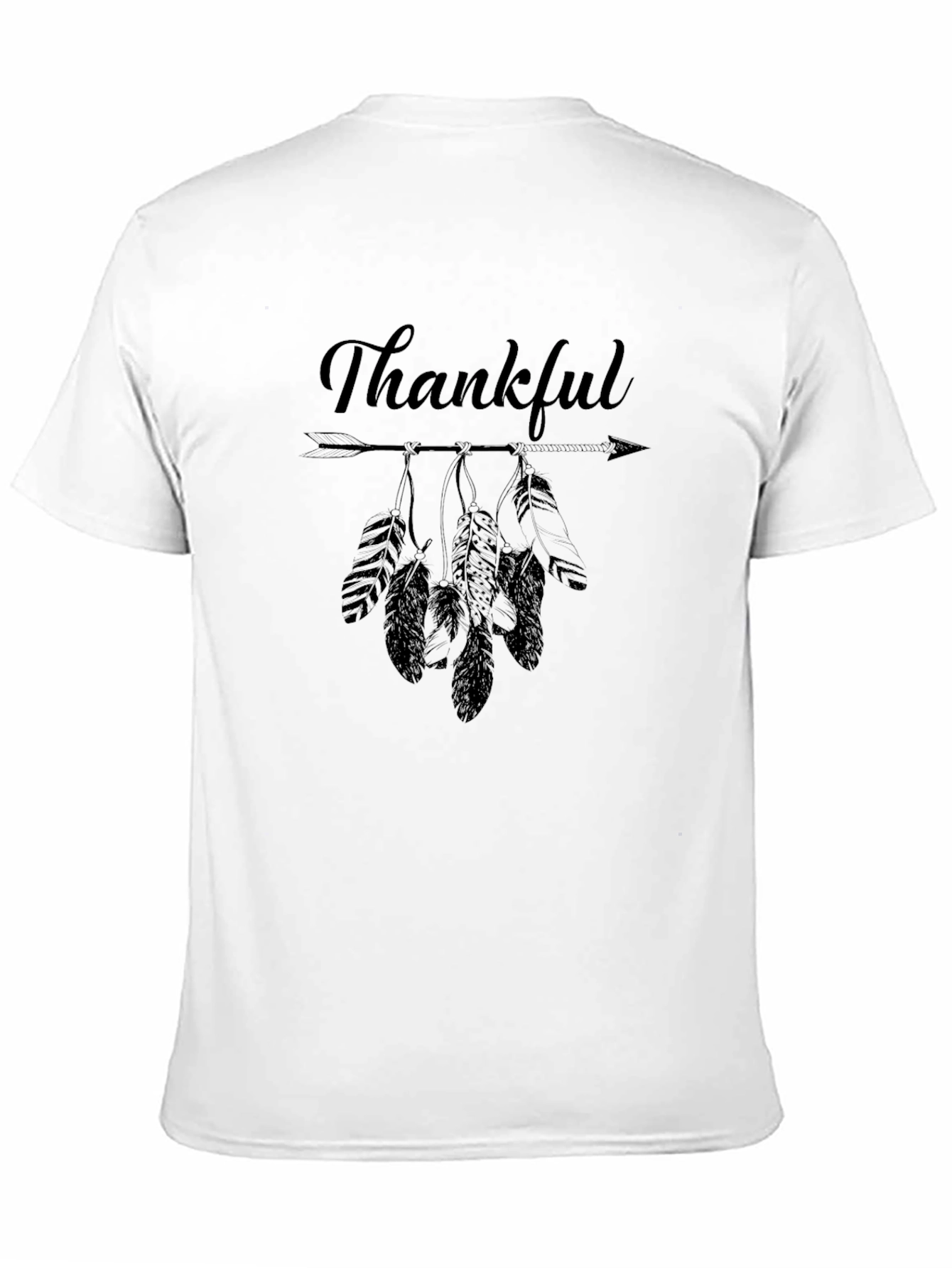Black Thankful Feather Arrow Graphic Tee - Black view 11