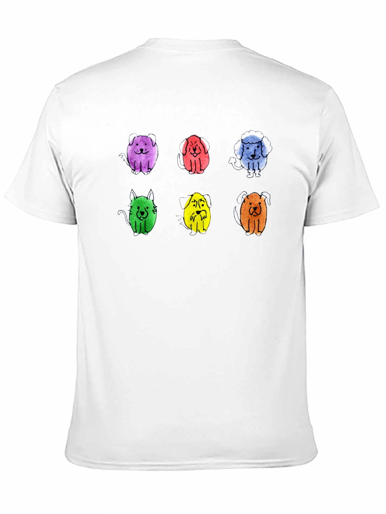 Black Colorful Puppy Print Crew Neck T-Shirt view 11