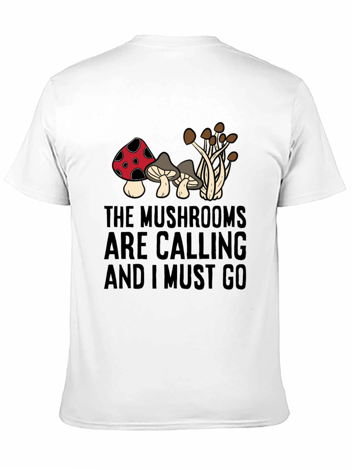 Black Mushroom Calling T-Shirt - Soft Cotton Blend Tee view 11