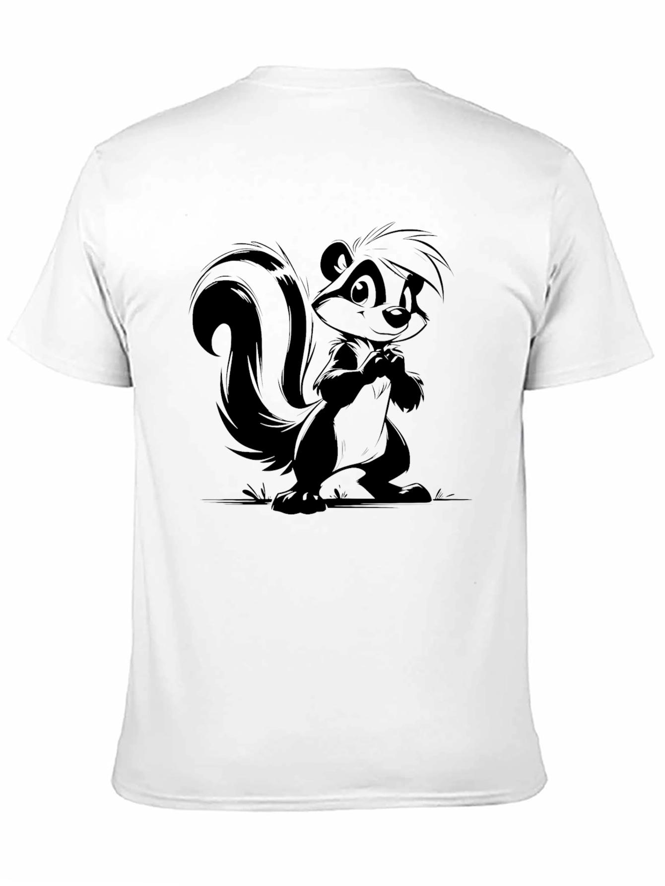 Black Skunk Cartoon Graphic Print T-Shirt view 11