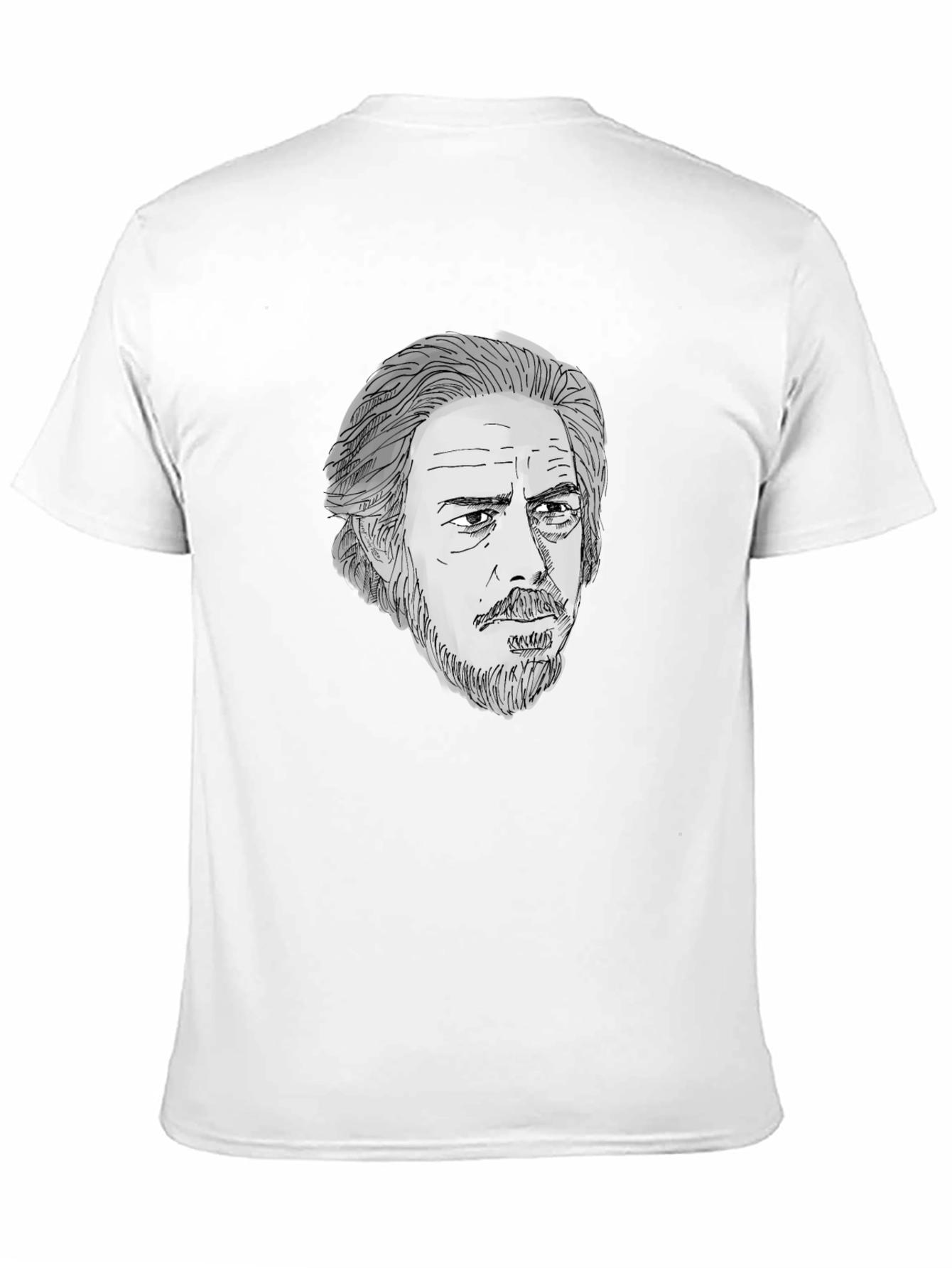 Black Men's Black T-Shirt with Portrait Graphic view 11