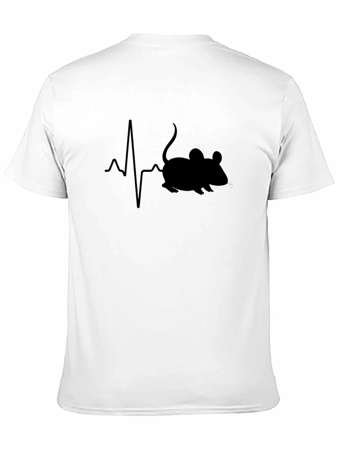 Black Heartbeat Mouse Graphic T-Shirt - Unisex Black Tee view 11