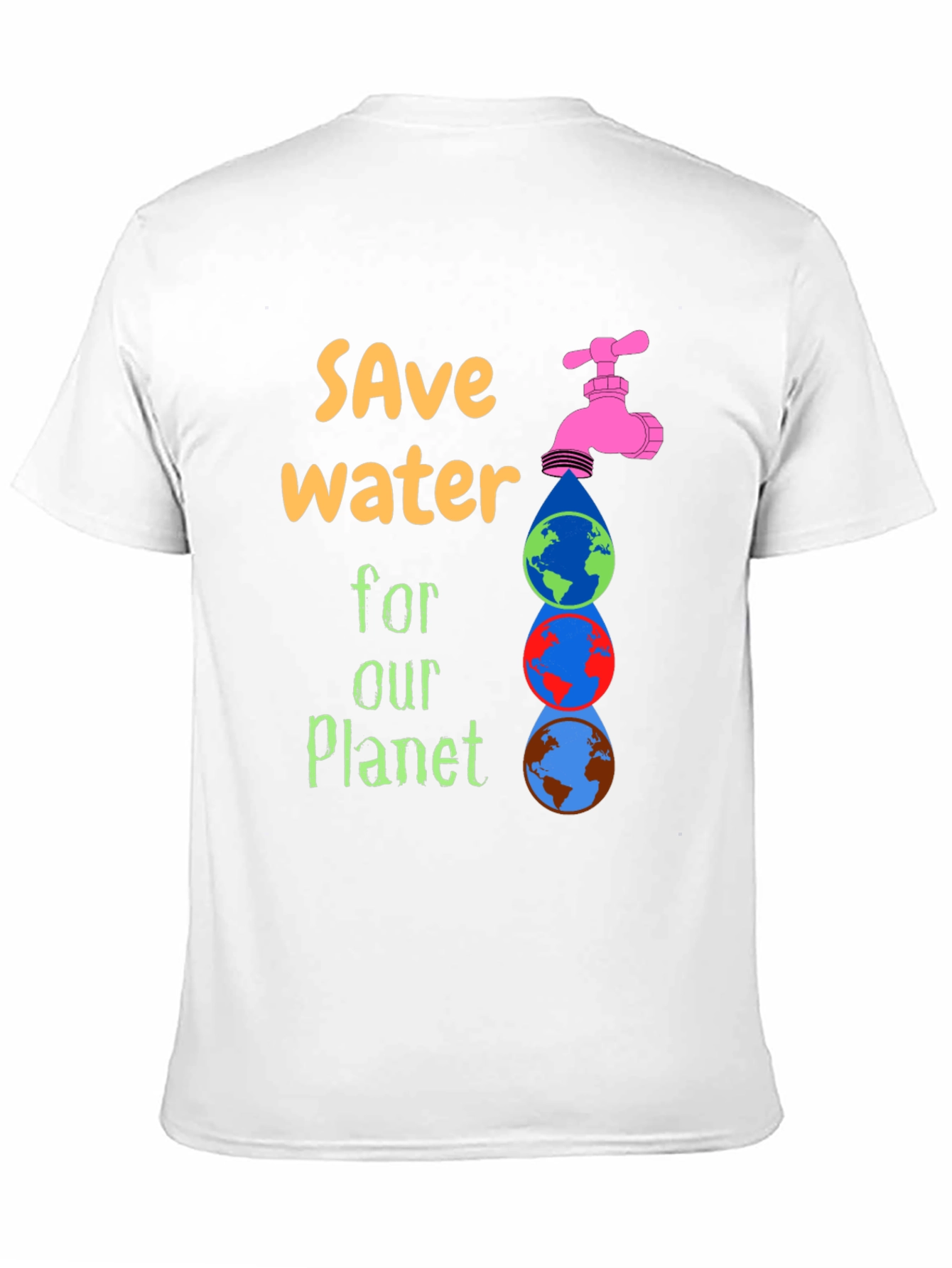 Black Save Water Graphic Tee - Planet Conservation T-Shirt view 11