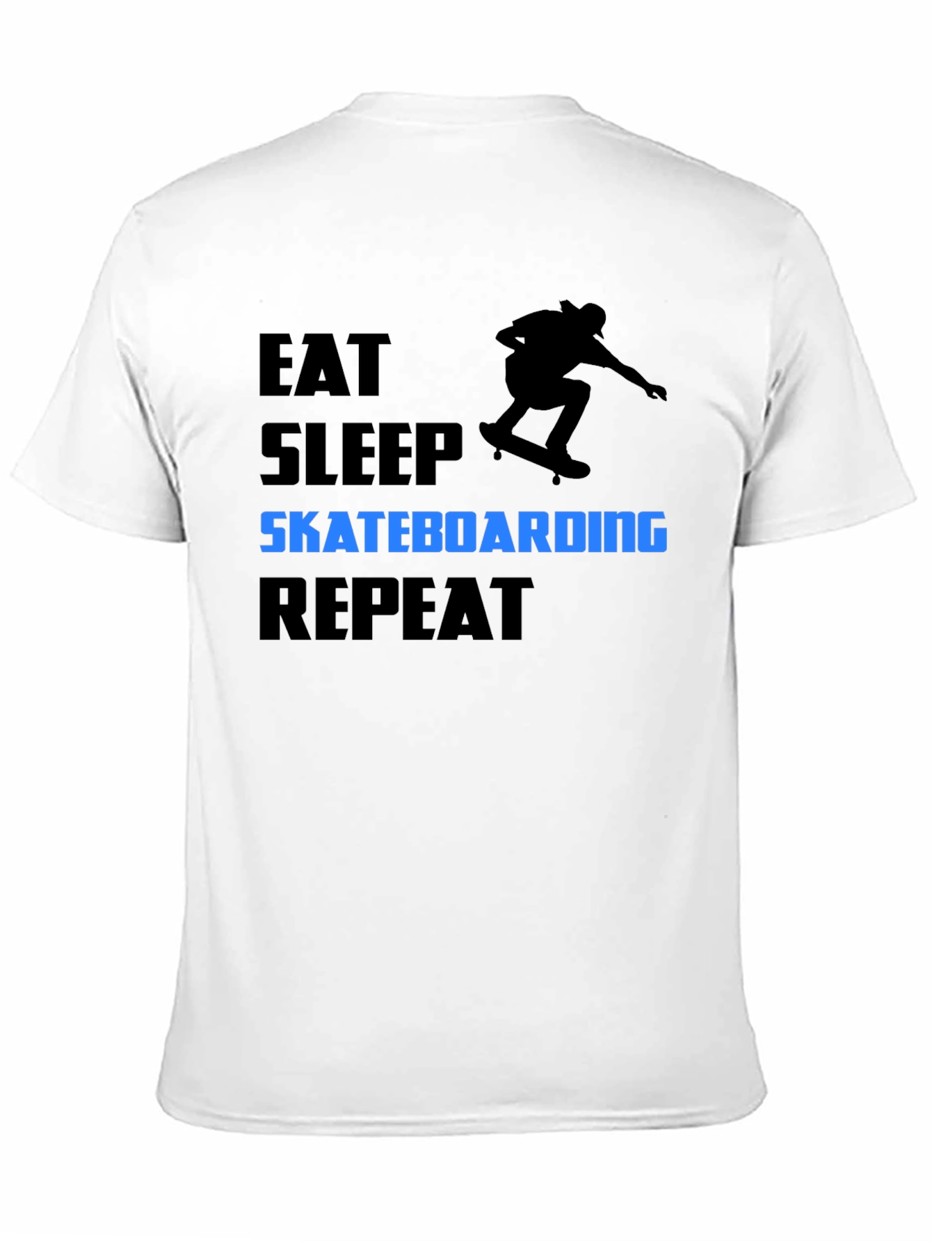 Black Eat Sleep Skateboarding Repeat Black T-Shirt view 11