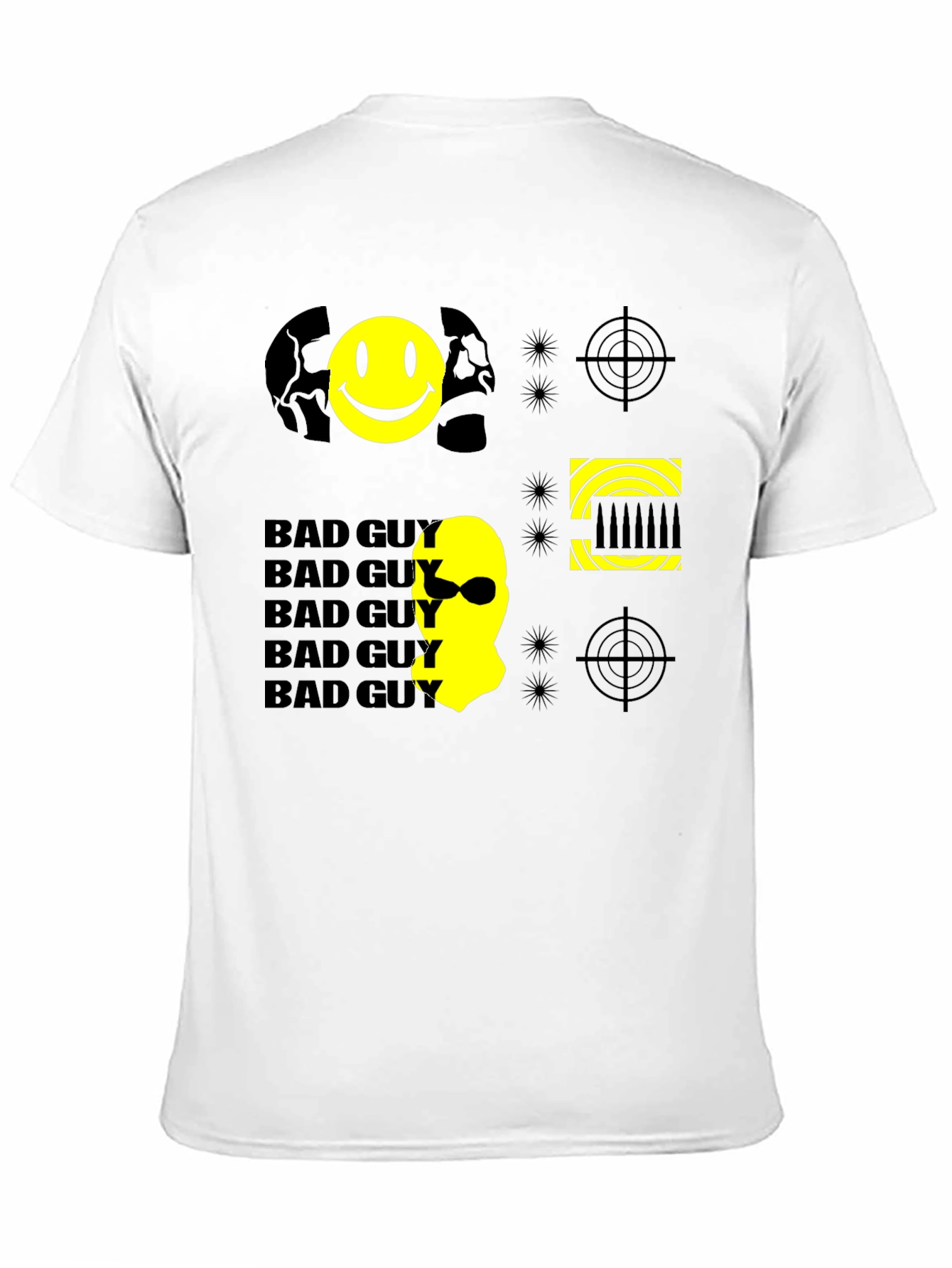 Black Bad Guy Graphic Print Tee - Black Cotton Crew Neck T-Shirt view 11