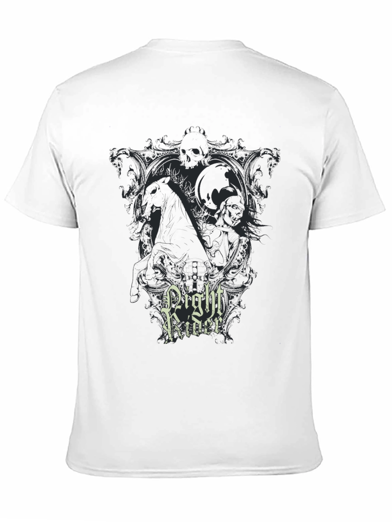 Black Night Rider Graphic Print Black T-Shirt view 11