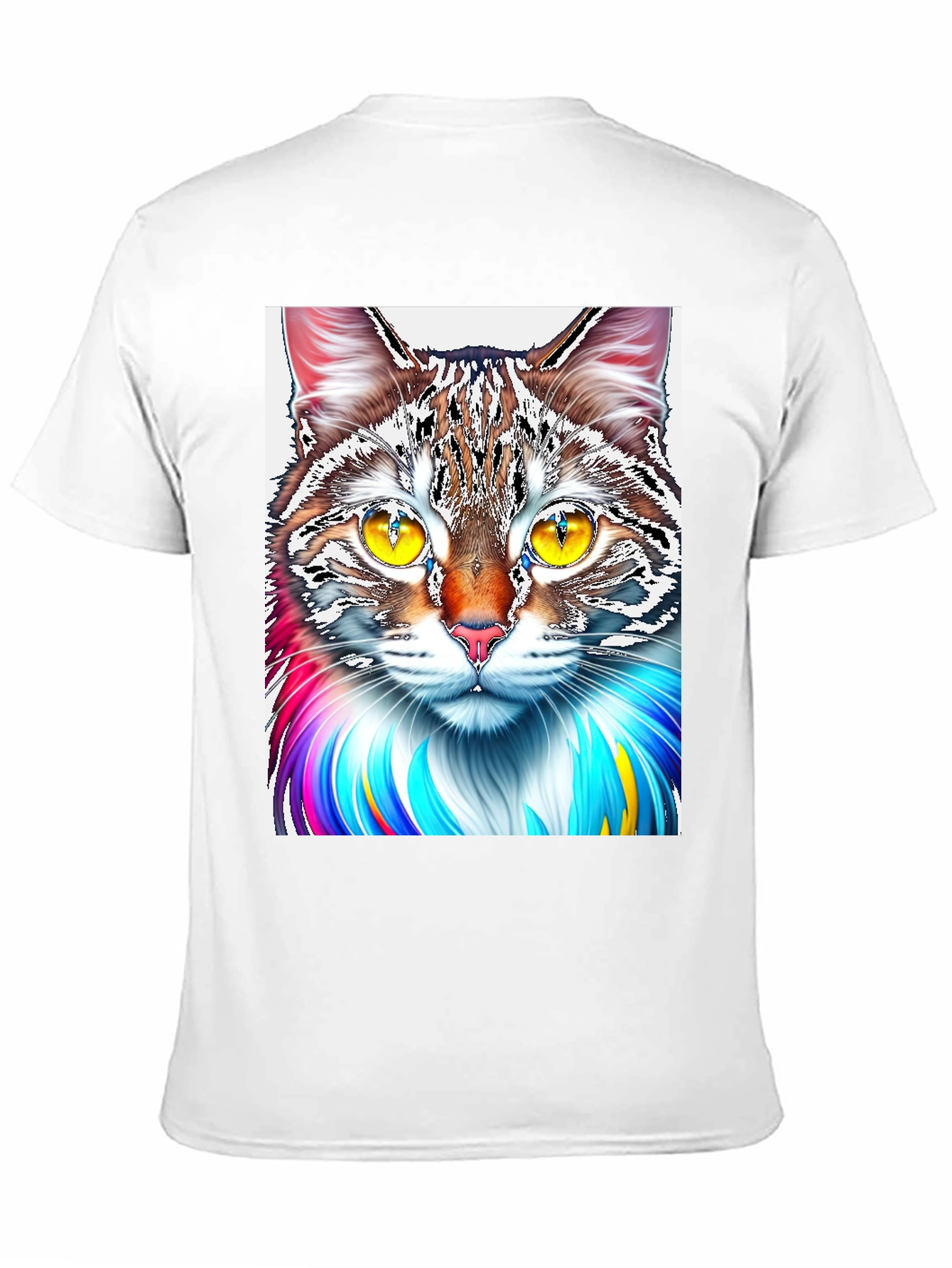 Black Colorful Cat Graphic Print Black T-Shirt view 11