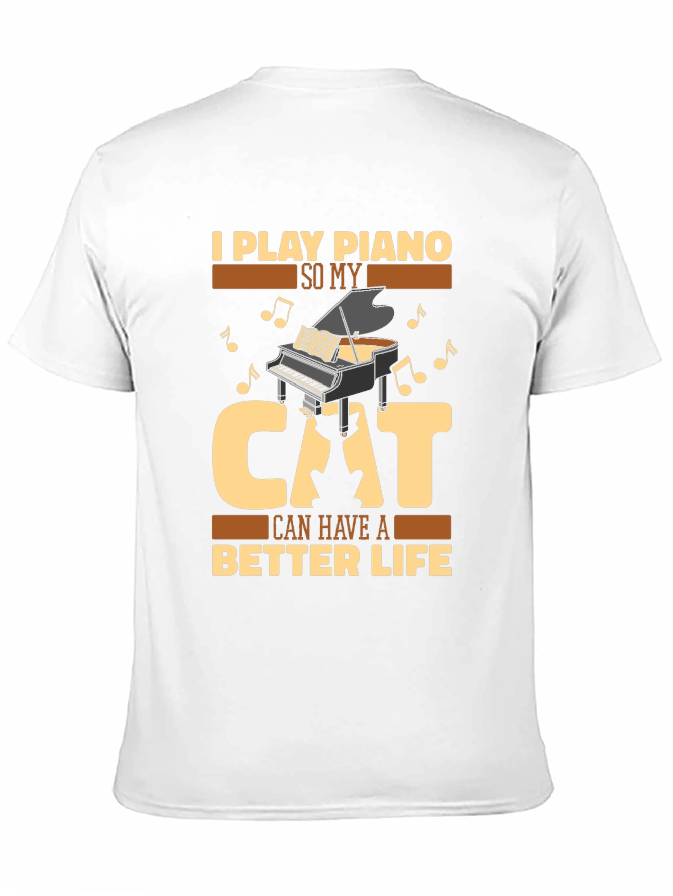 Black Piano Cat Lover T-Shirt - 'Better Life' Graphic Tee view 11