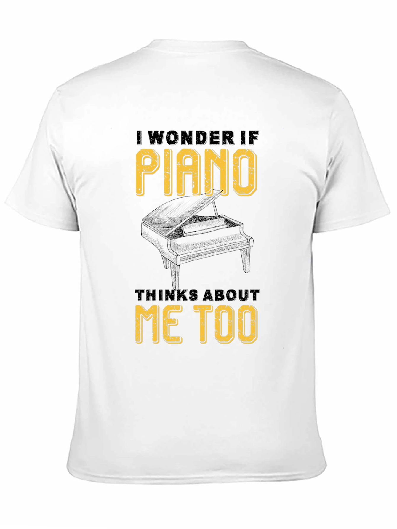 Black Piano Lover Graphic Tee - I Wonder If Piano Thinks About Me Too view 11