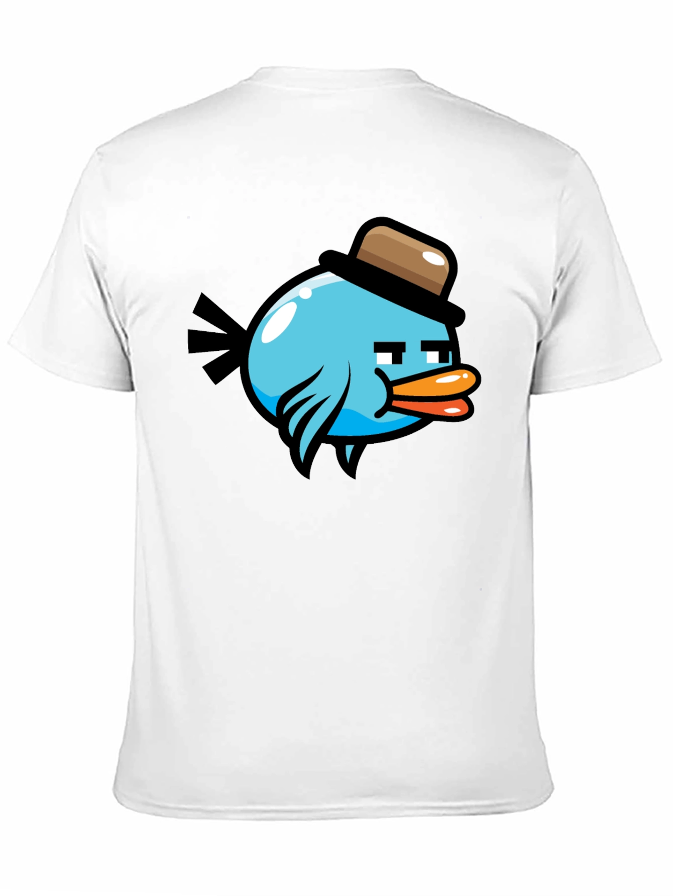 Black Cartoon Bird in Hat Graphic Tee - Black view 11