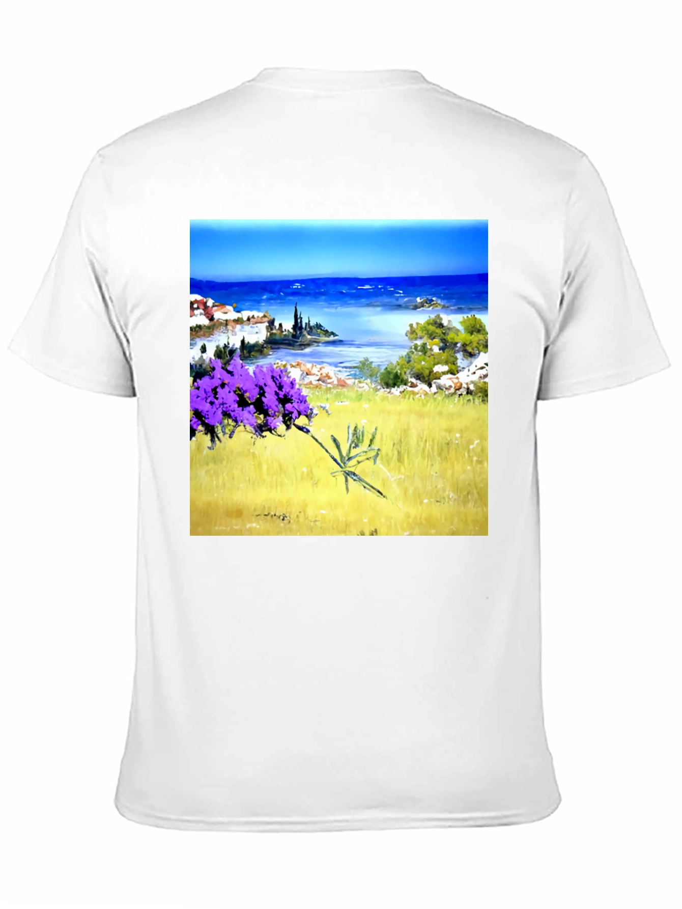 Black Coastal Lavender Art Print Black T-Shirt view 11