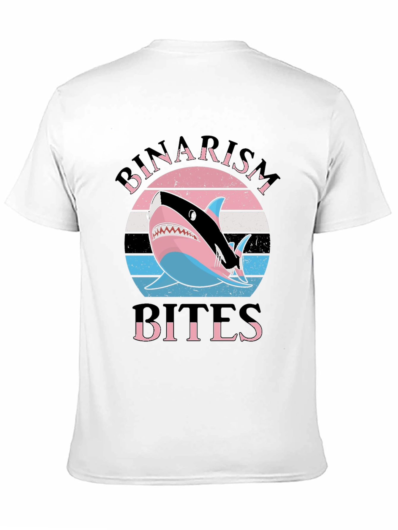 Black Binairism Bites Shark Graphic Tee view 11