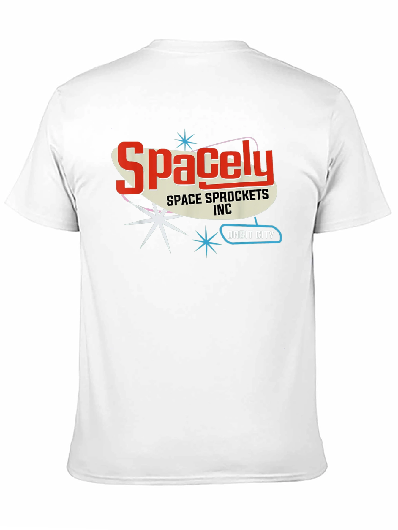 Black Spacely Sprockets T-Shirt - Retro Space Age Style view 11