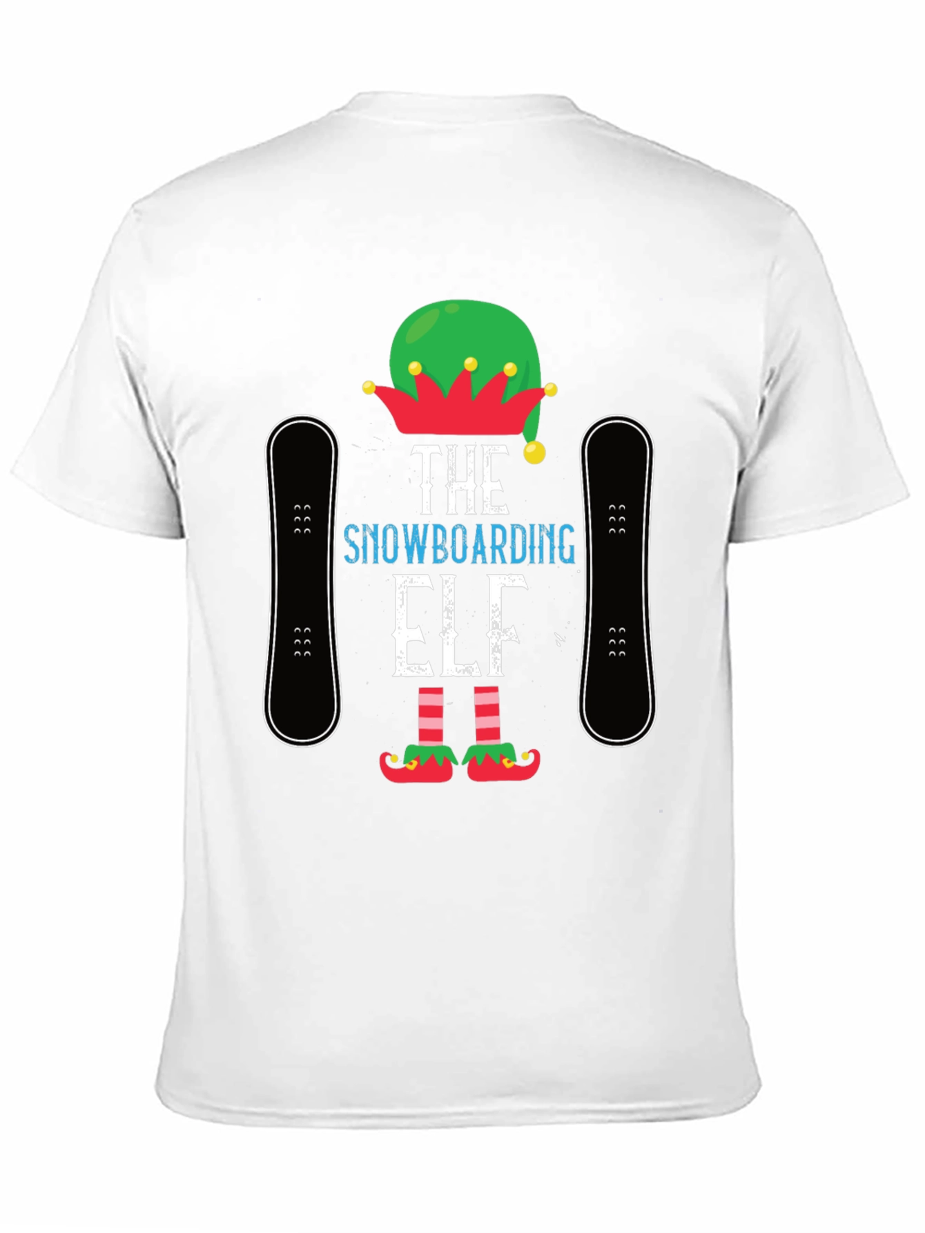 Black Snowboarding Elf T-Shirt: Holiday Fun! view 11