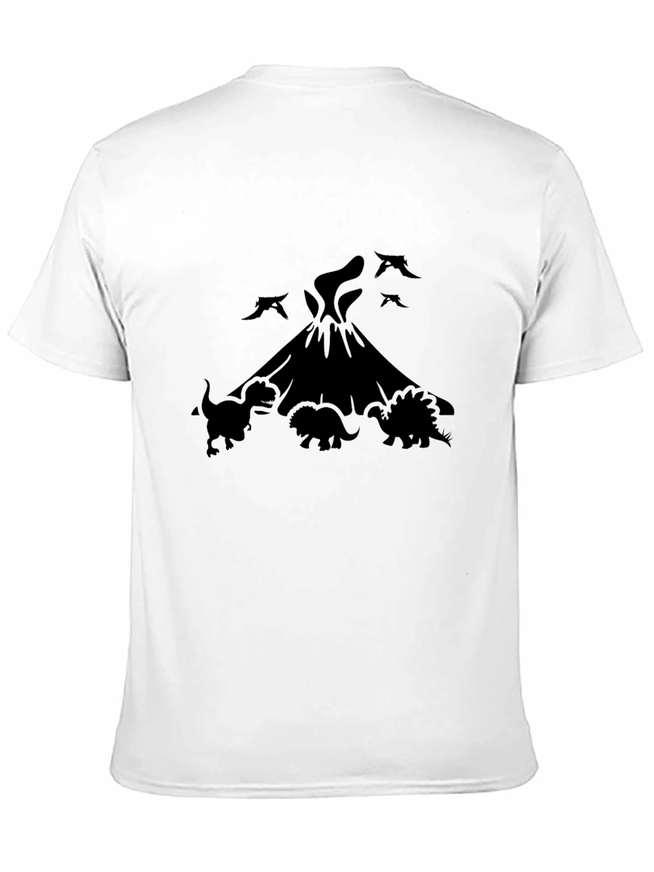 Black Dinosaur Volcano Graphic Tee - Black Cotton Blend Shirt view 11