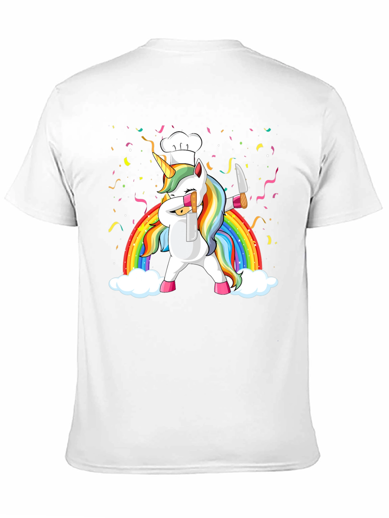 Black Unicorn Chef Rainbow T-Shirt Funny Foodie Tee view 11