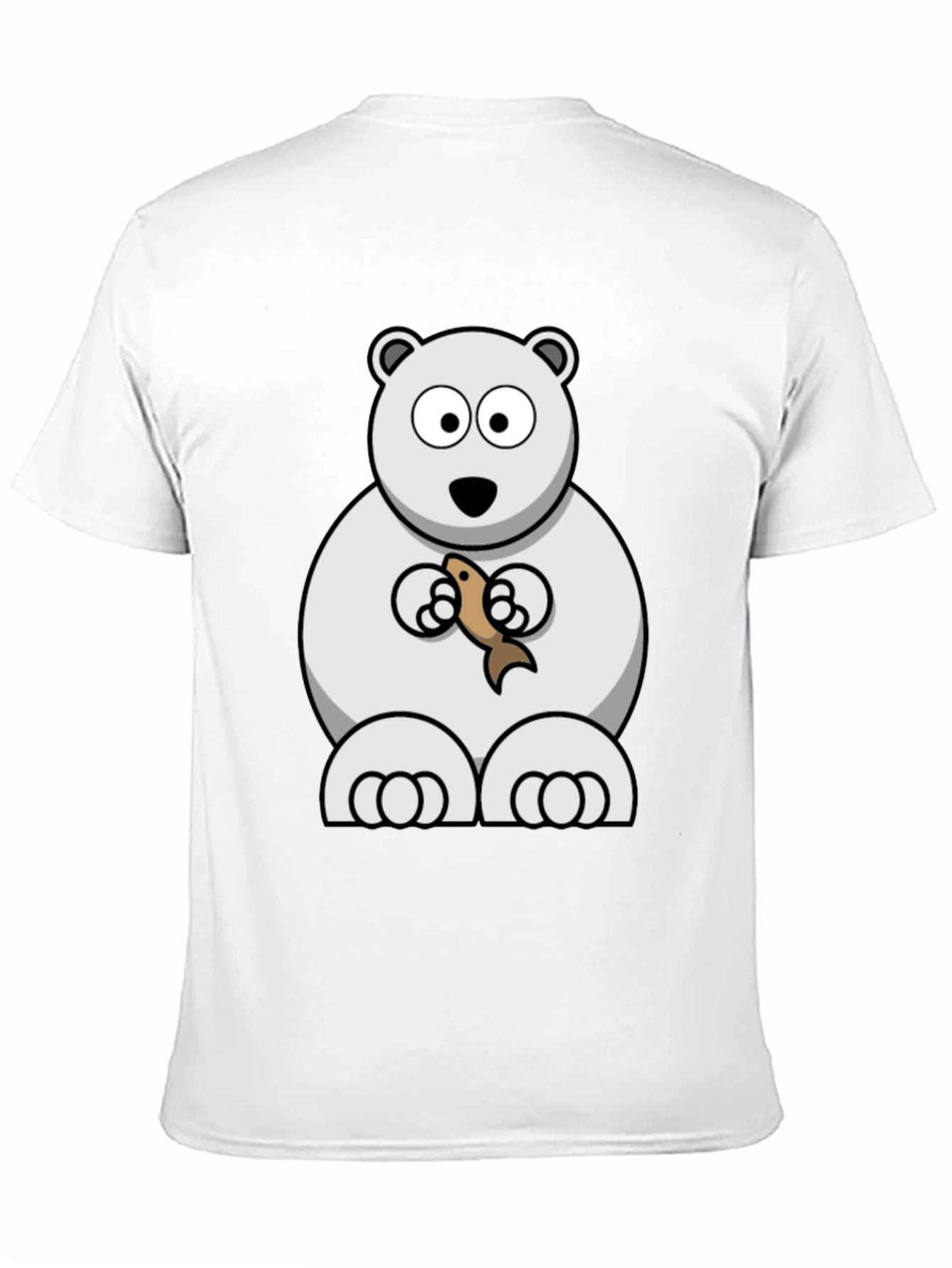 Black Polar Bear with Fish Graphic Tee - Black Cotton T-Shirt view 11