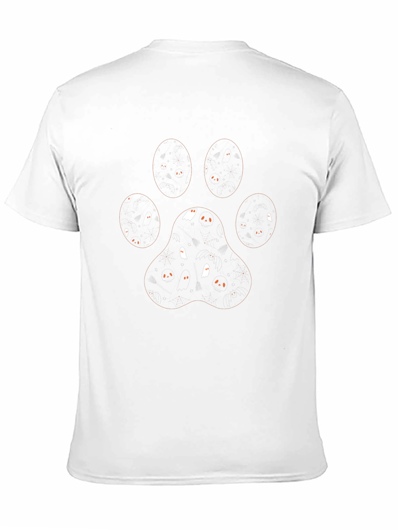 Halloween Ghost Paw Print Men's T-Shirt - 11