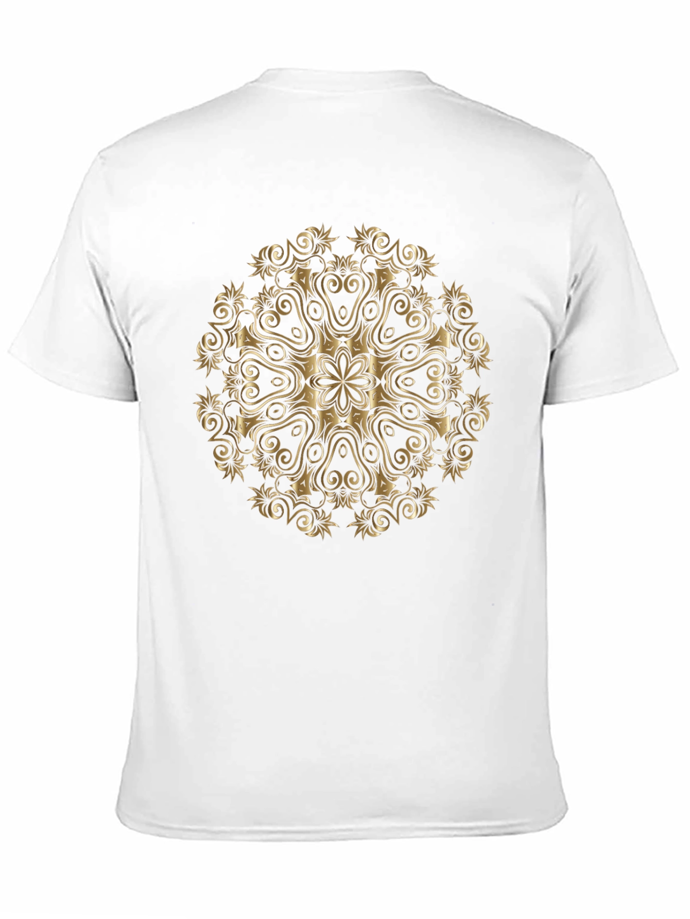 Black Elegant Gold Mandala Print Black T-Shirt view 11