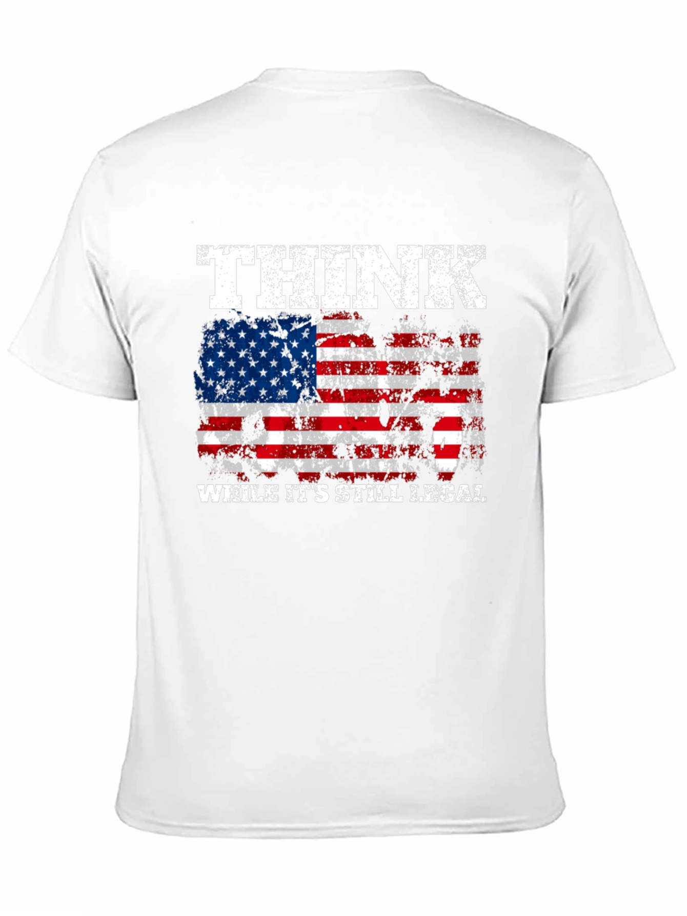 Black Think While It's Still Legal American Flag T-Shirt view 11