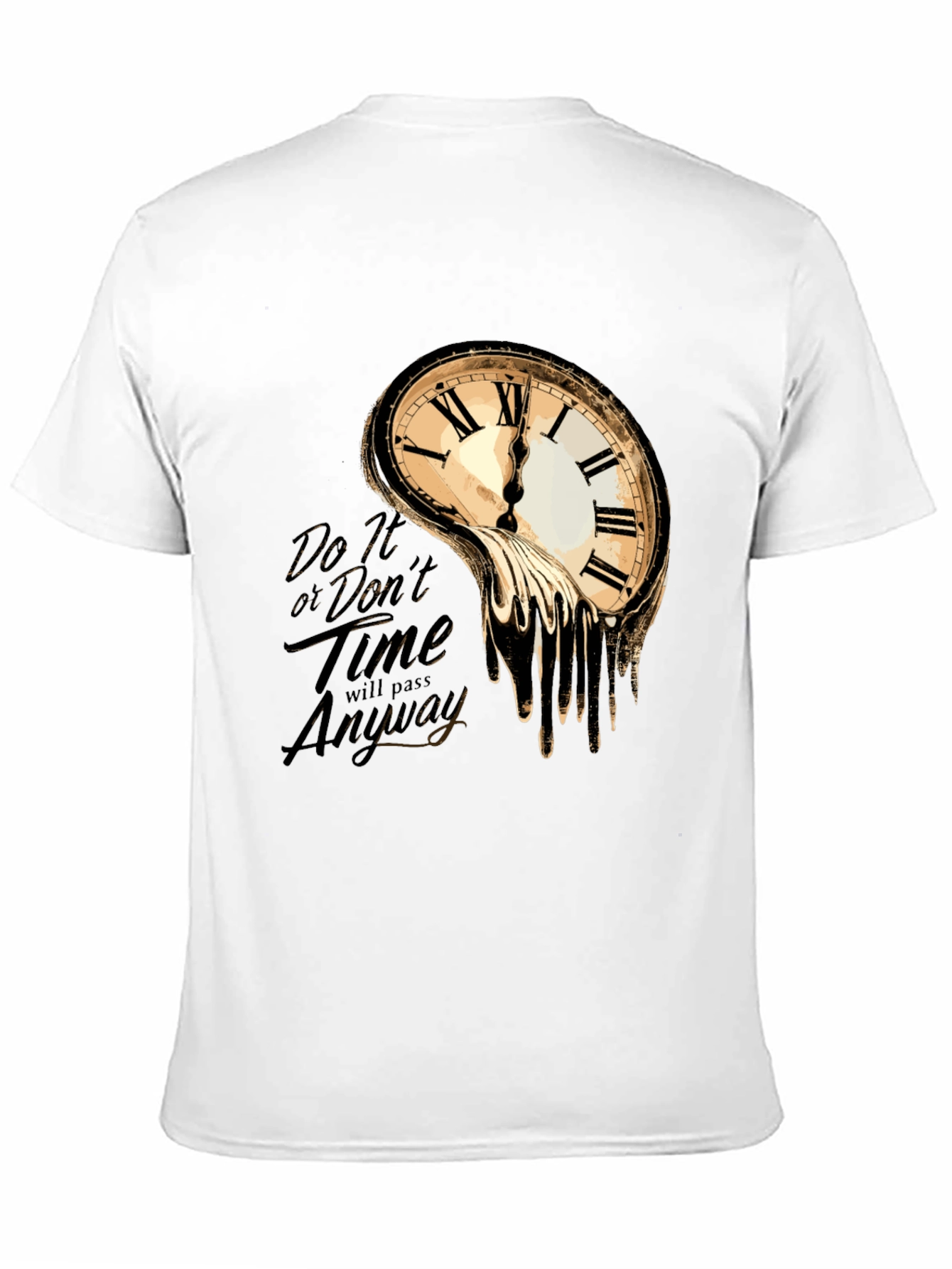 Black Melting Clock Graphic T-Shirt - Time Waits for No One view 11