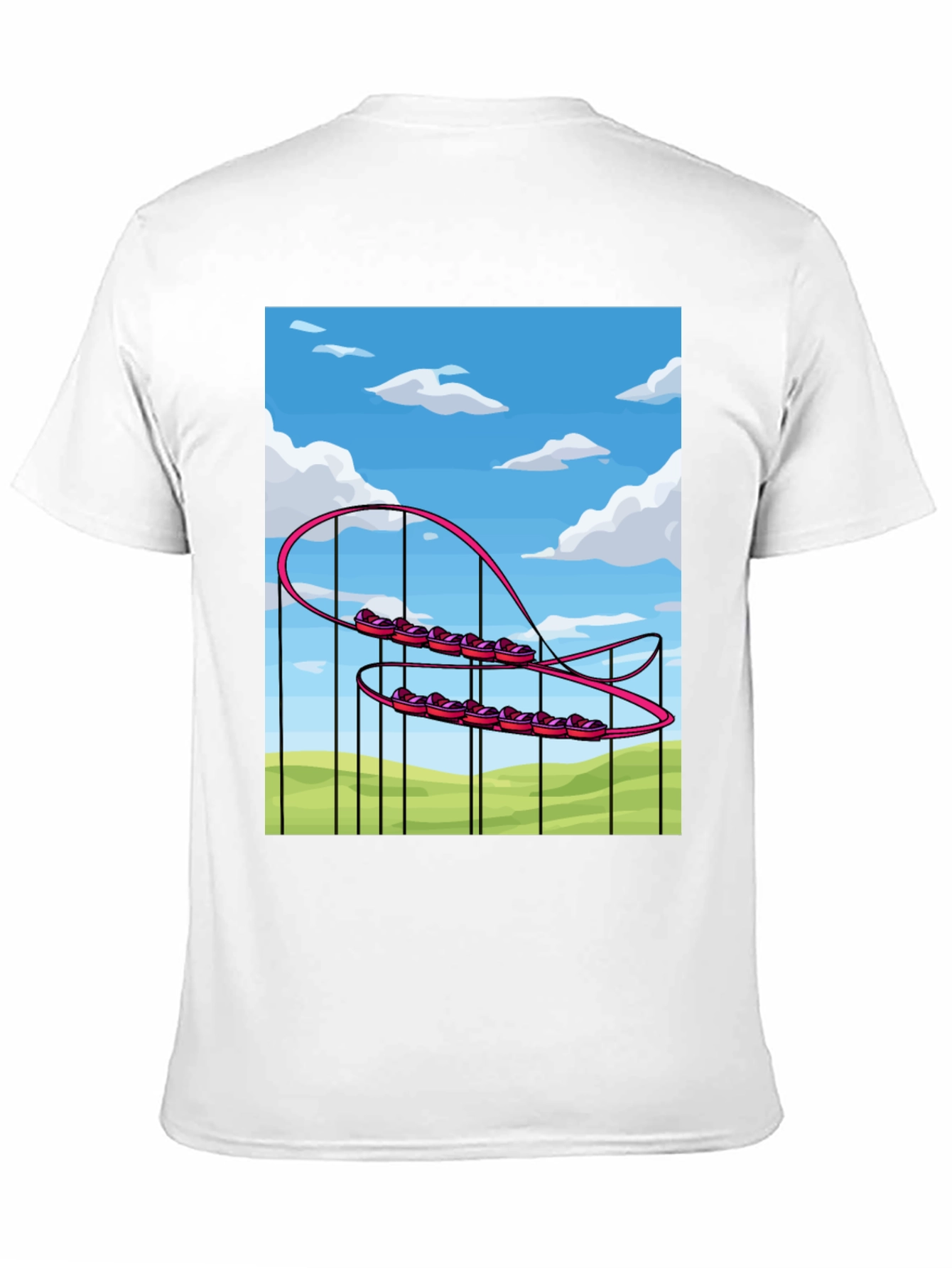 Black Cartoon Roller Coaster Graphic Tee - Fun & Unique Style view 11