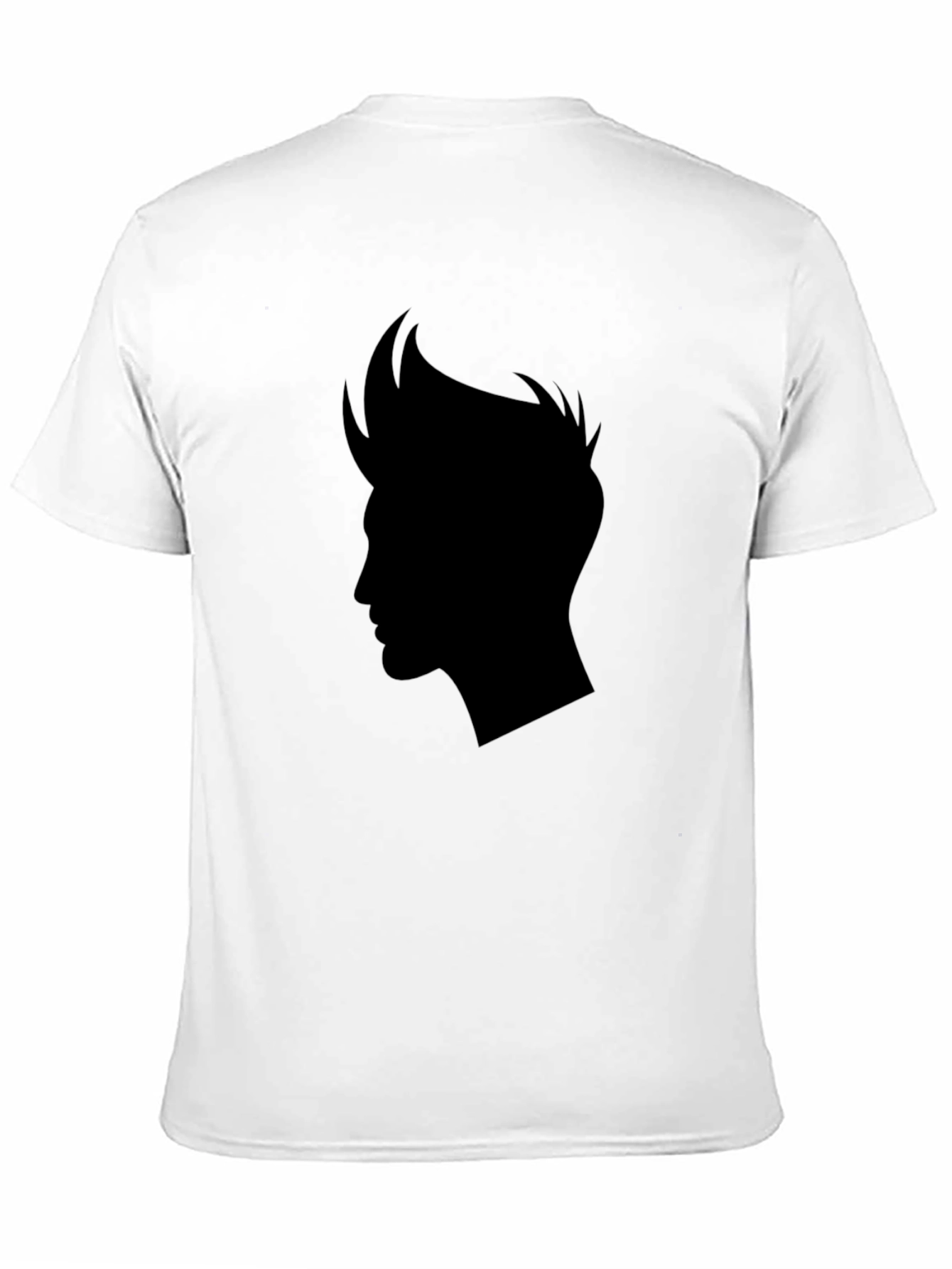 Black Men's Black T-Shirt with Stylish Hair Silhouette Graphic view 11
