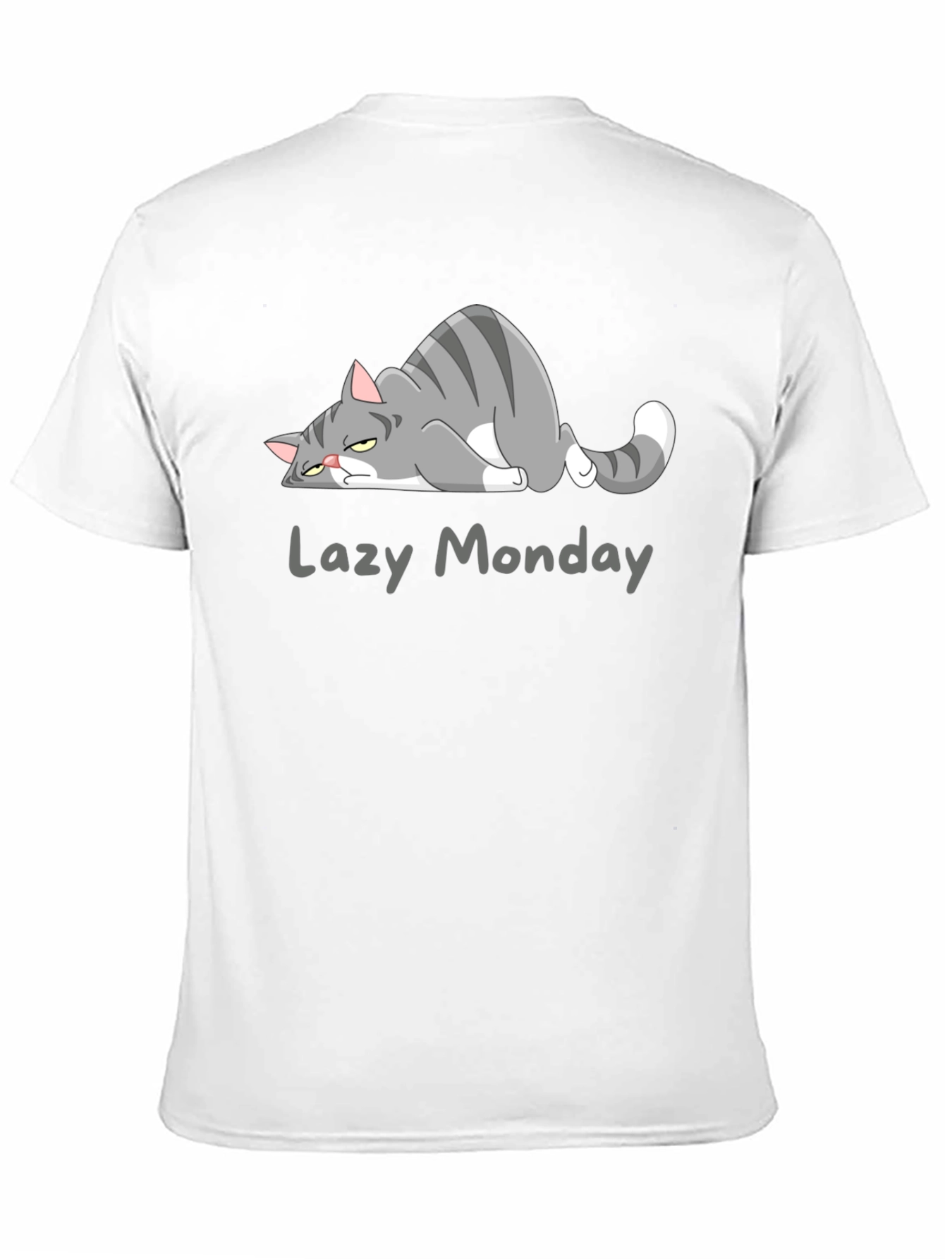 Black Lazy Monday Cat T-Shirt - Black Cotton Tee view 11