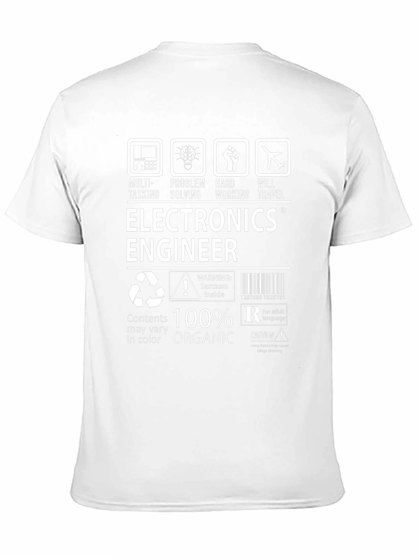 Black Electronics Engineer 100% Organic T-Shirt view 11