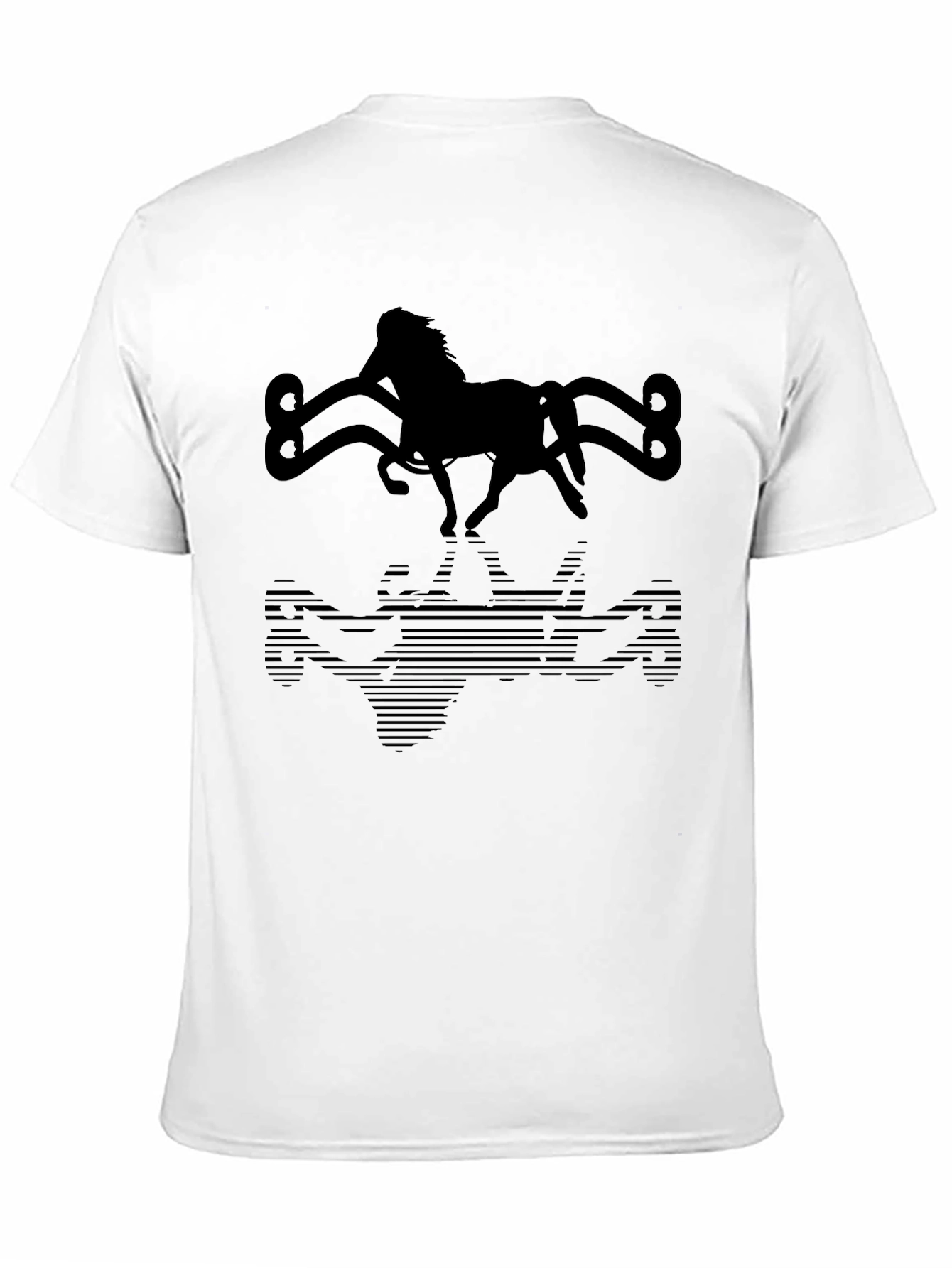 Black Horse Silhouette Graphic Tee - Black Cotton Blend view 11