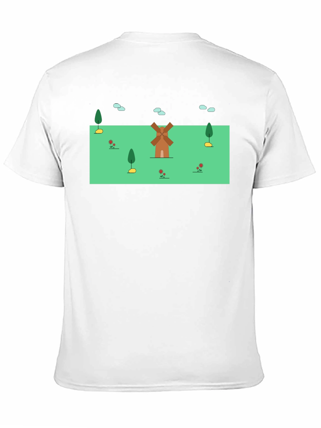 Black Whimsical Windmill Graphic Tee - Black Cotton Blend view 11