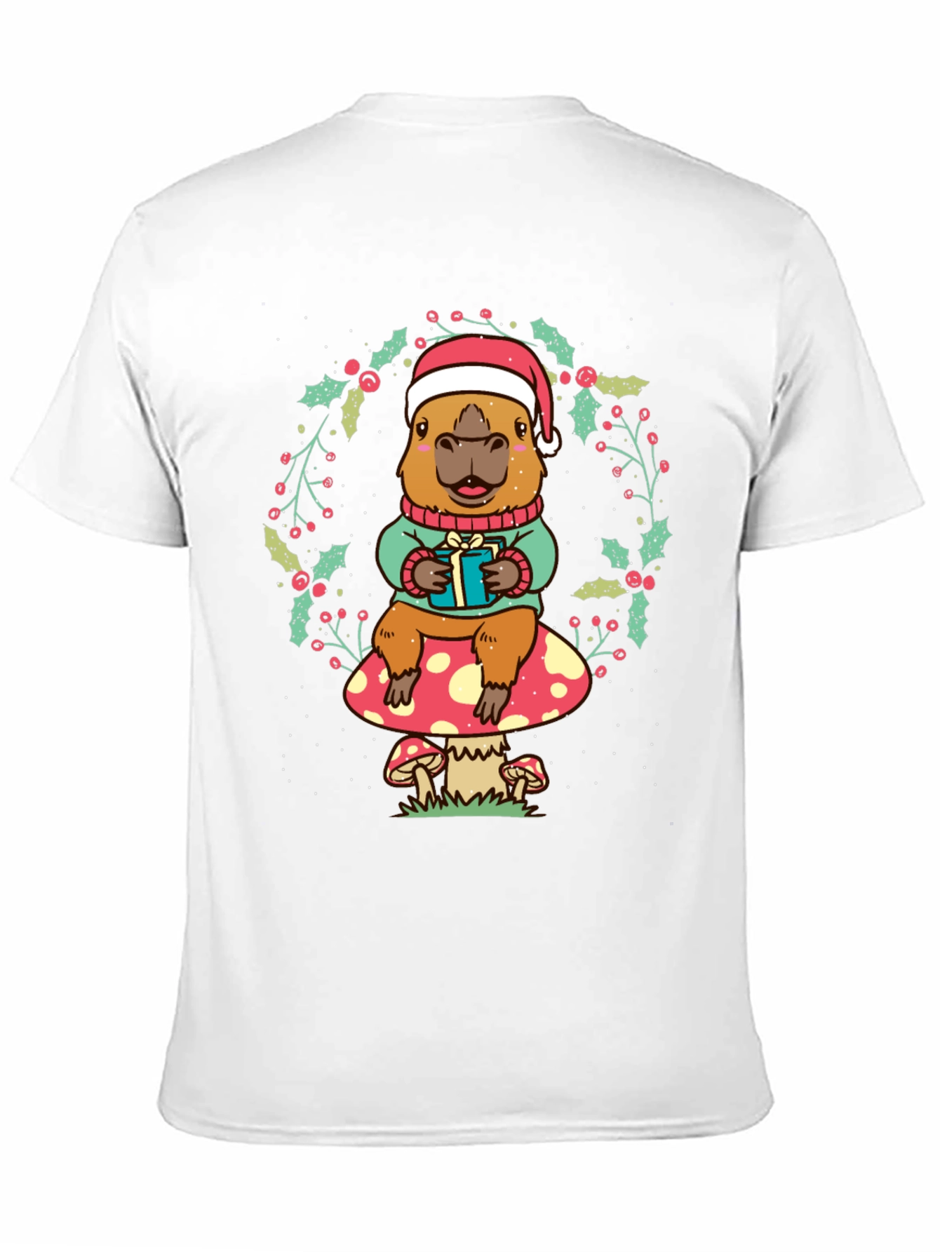 Black Festive Capybara Christmas T-Shirt view 11