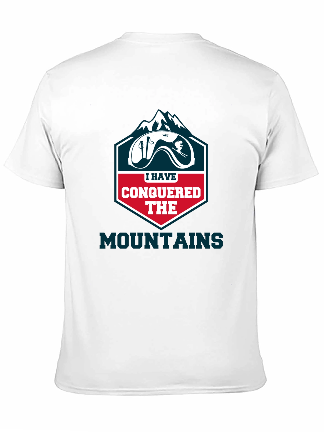 Black Conquered Mountains T-Shirt - Skiing Adventure view 11