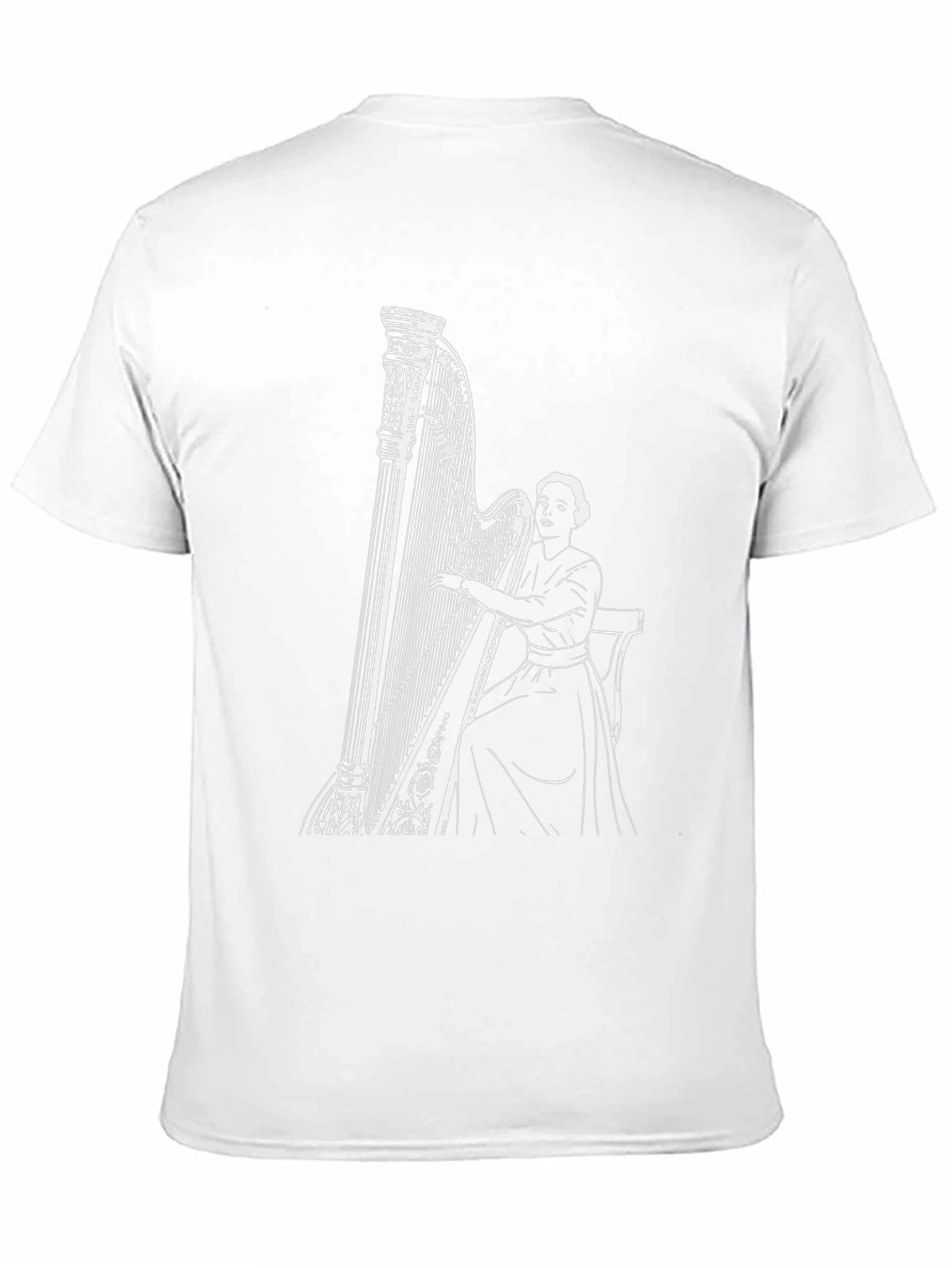 Elegant Harpist Graphic Tee - Black Cotton T-Shirt - 11
