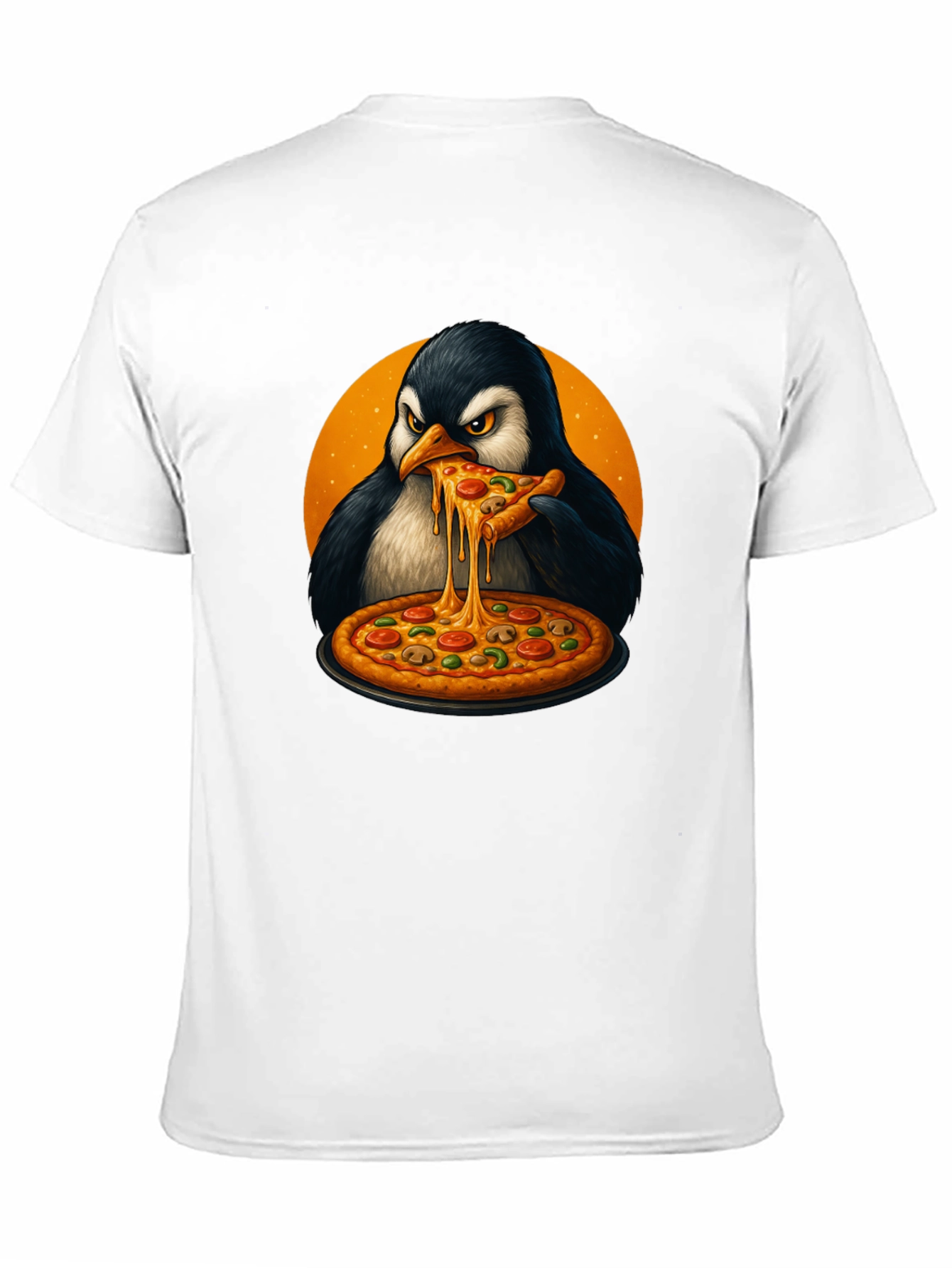 Black Penguin Pizza Lover T-Shirt - Cool Graphic Tee view 11