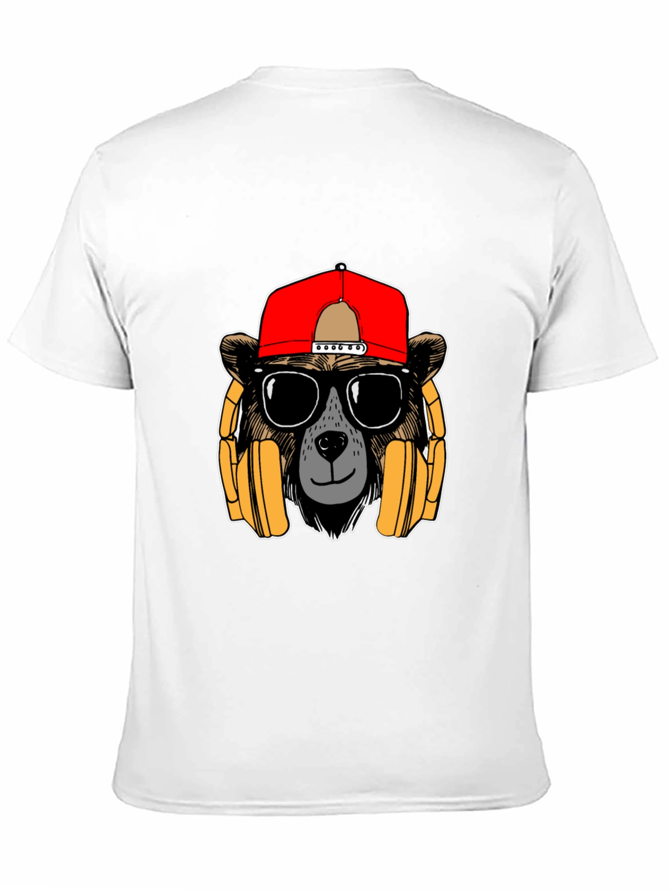 Black Bear with Headphones Graphic T-Shirt view 11