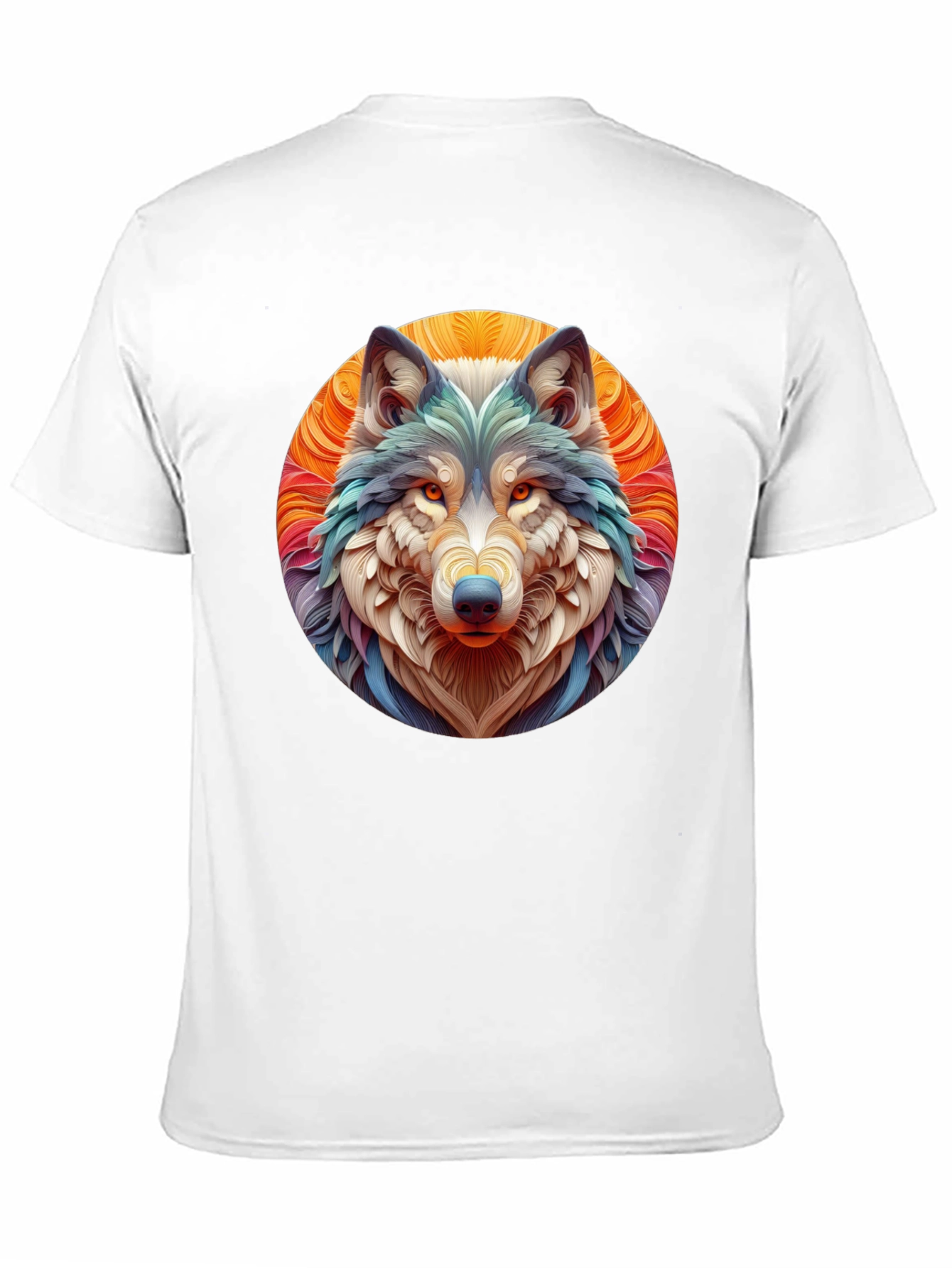 Black Wolf Art Graphic Tee - Black Cotton T-Shirt view 11