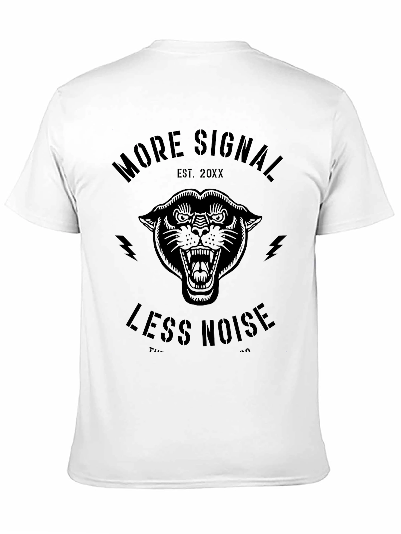 Black More Signal Less Noise Panther Graphic Tee view 11