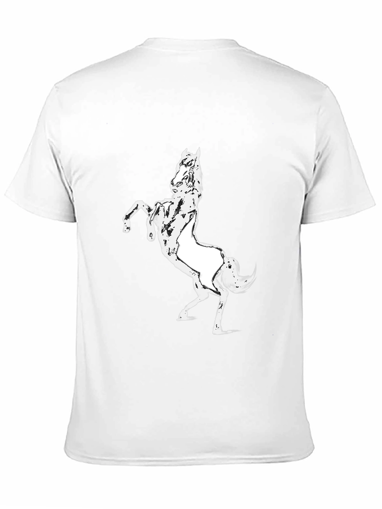 Black Black T-Shirt with White Horse Graphic view 11