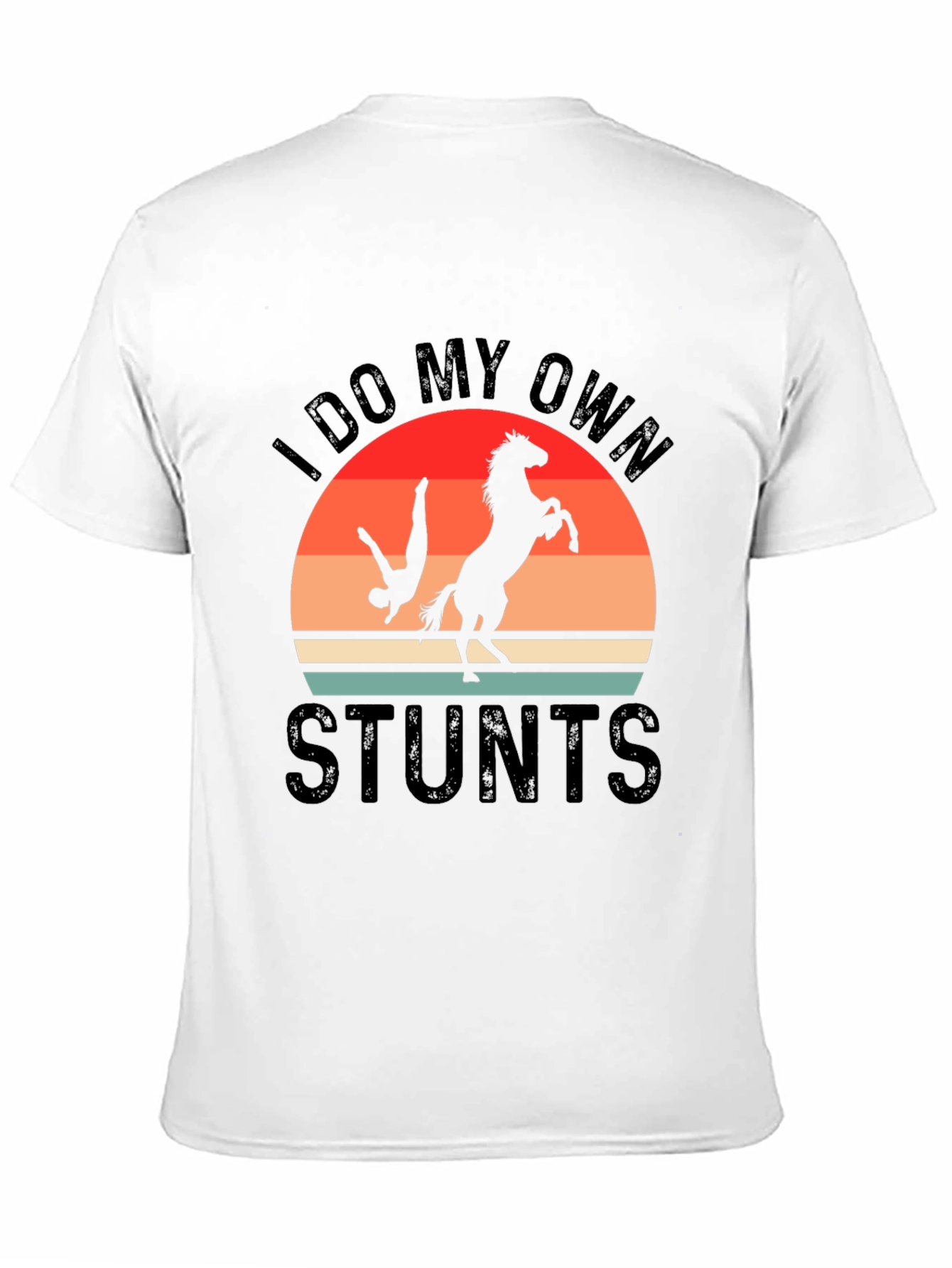 Black I Do My Own Stunts T-Shirt Horse Riding Funny Gift view 11