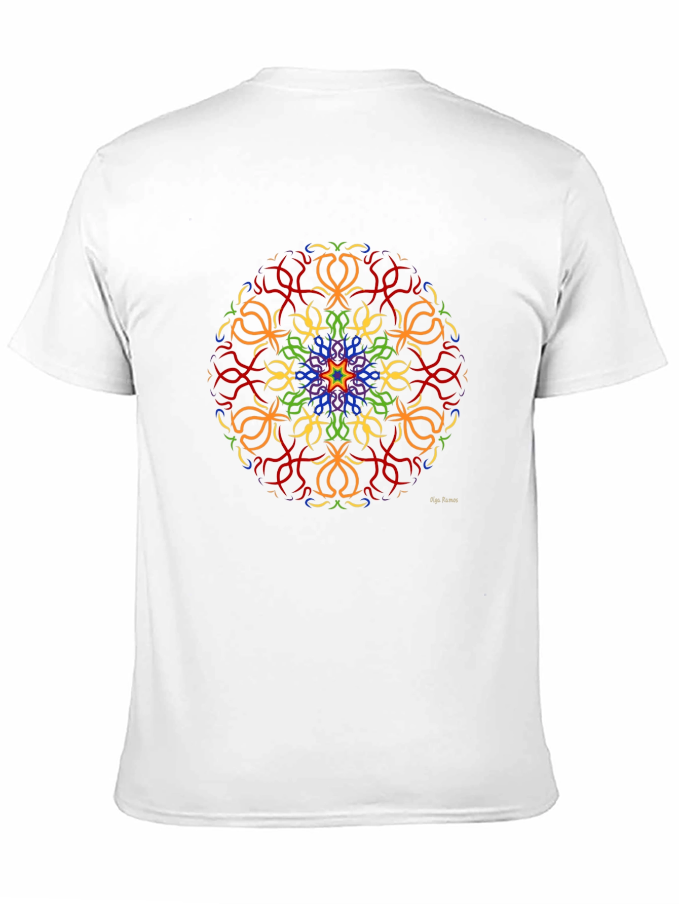 Black Rainbow Mandala Graphic Tee - Vibrant Art Shirt view 11