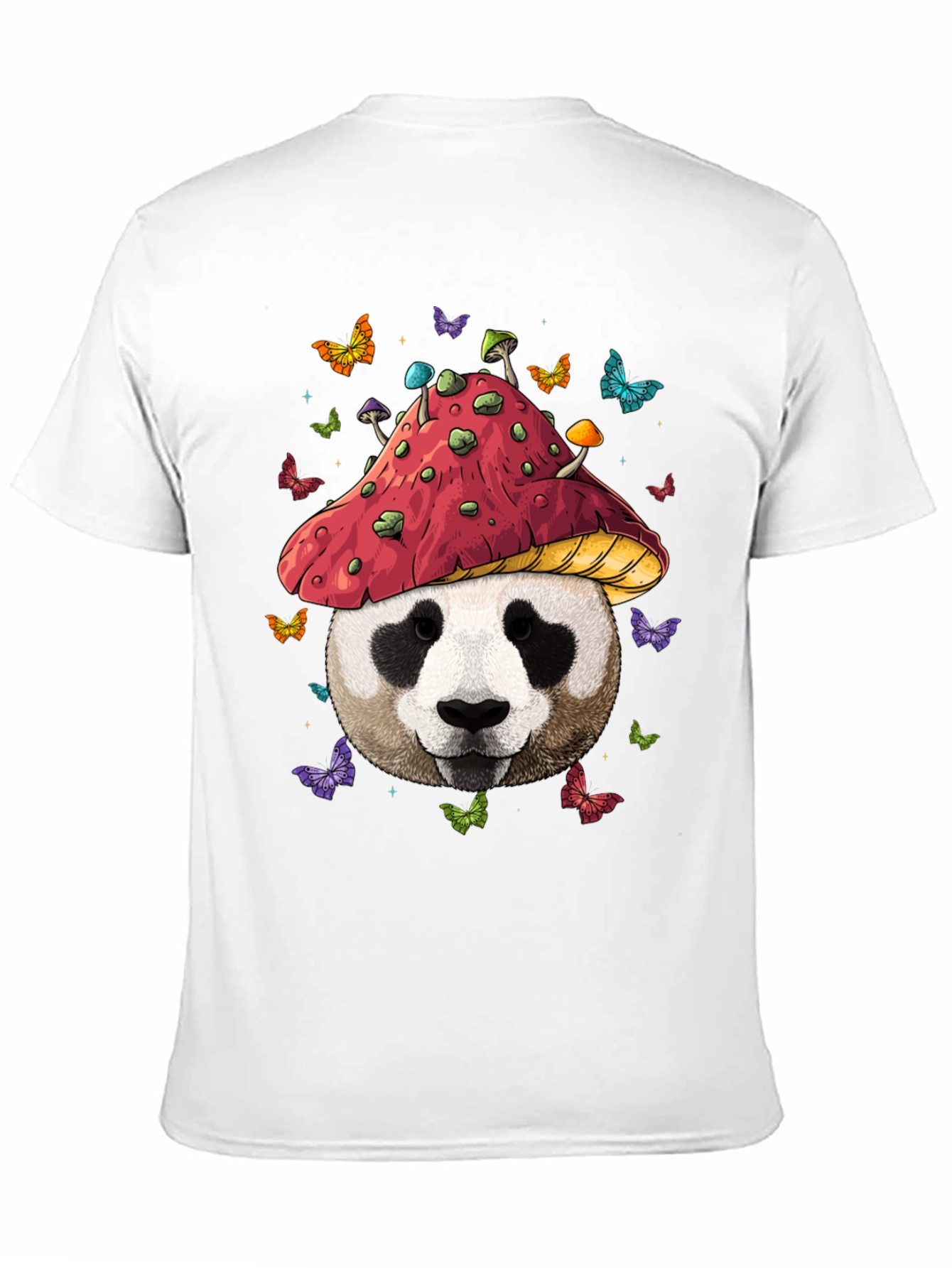 Black Panda Mushroom T-Shirt - Whimsical Graphic Tee view 11
