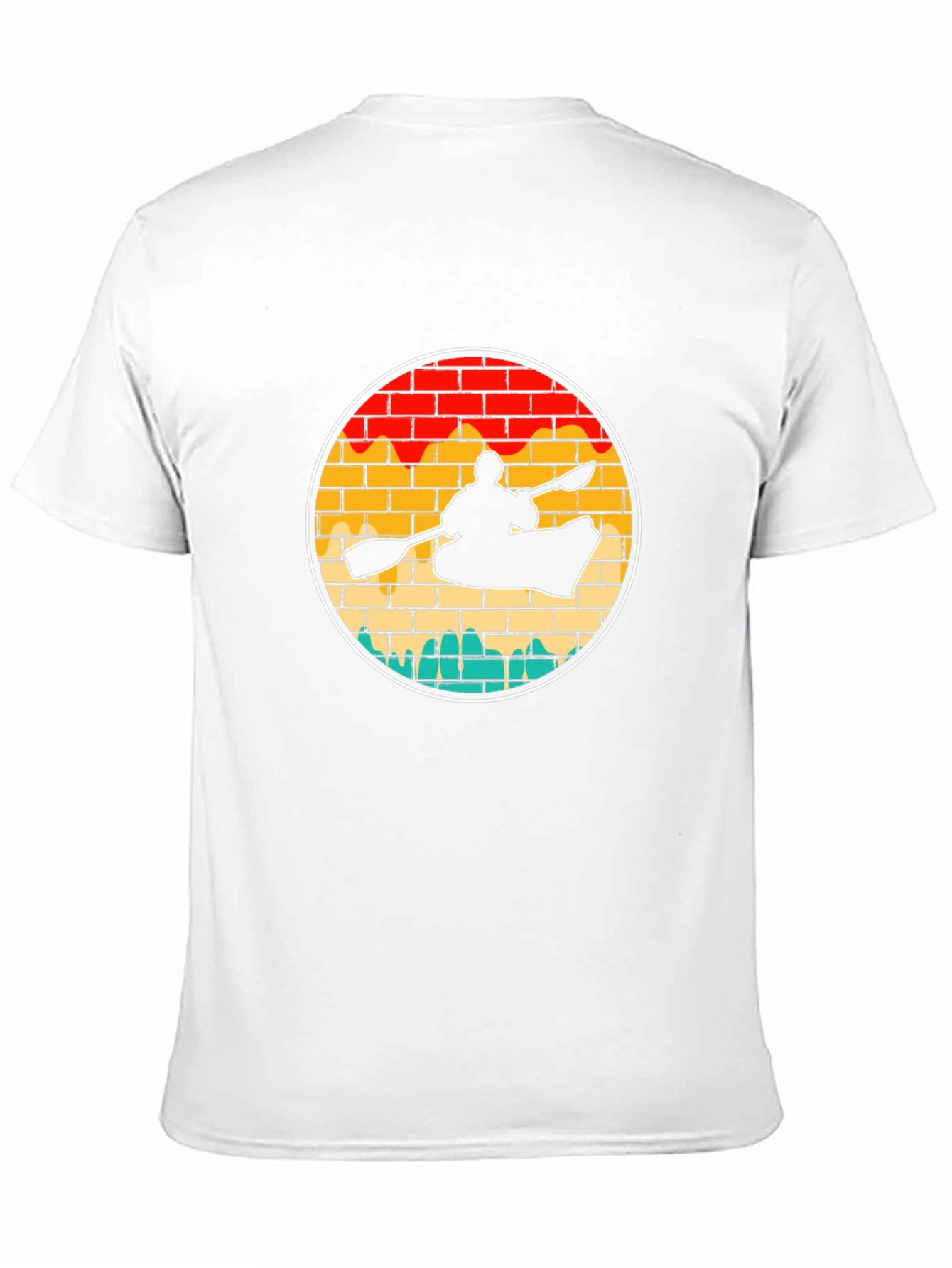 Black Kayaking Sunset Retro T-Shirt view 11